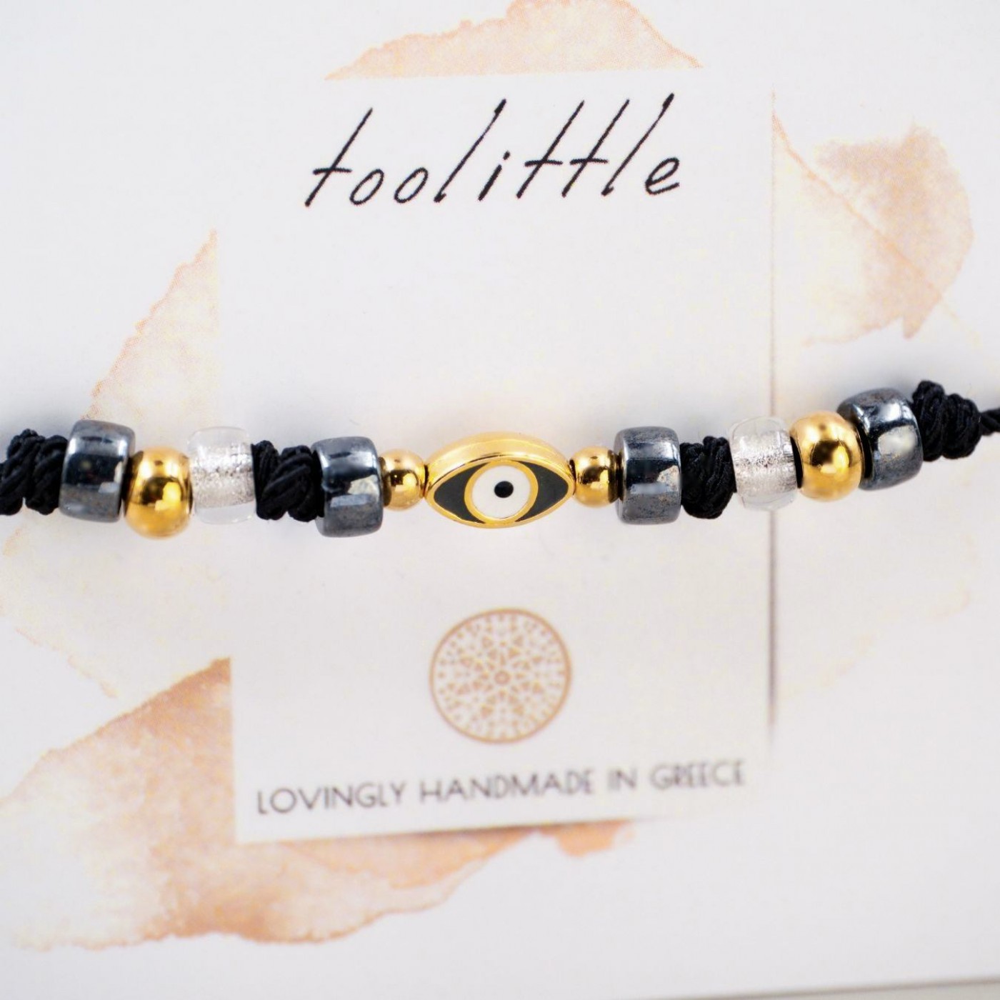 Gold-plated Macrame Bracelet - Evil Eye & Enamel — Bracelets from Toolittle — additional view 3