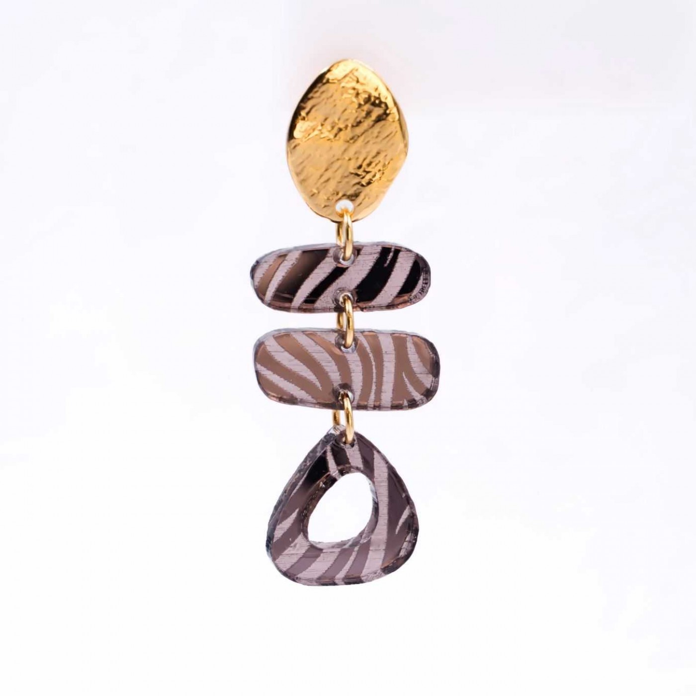 Dangle Earrings - Gold Plating & Animal Print — Earrings from Toolittle — additional view 3