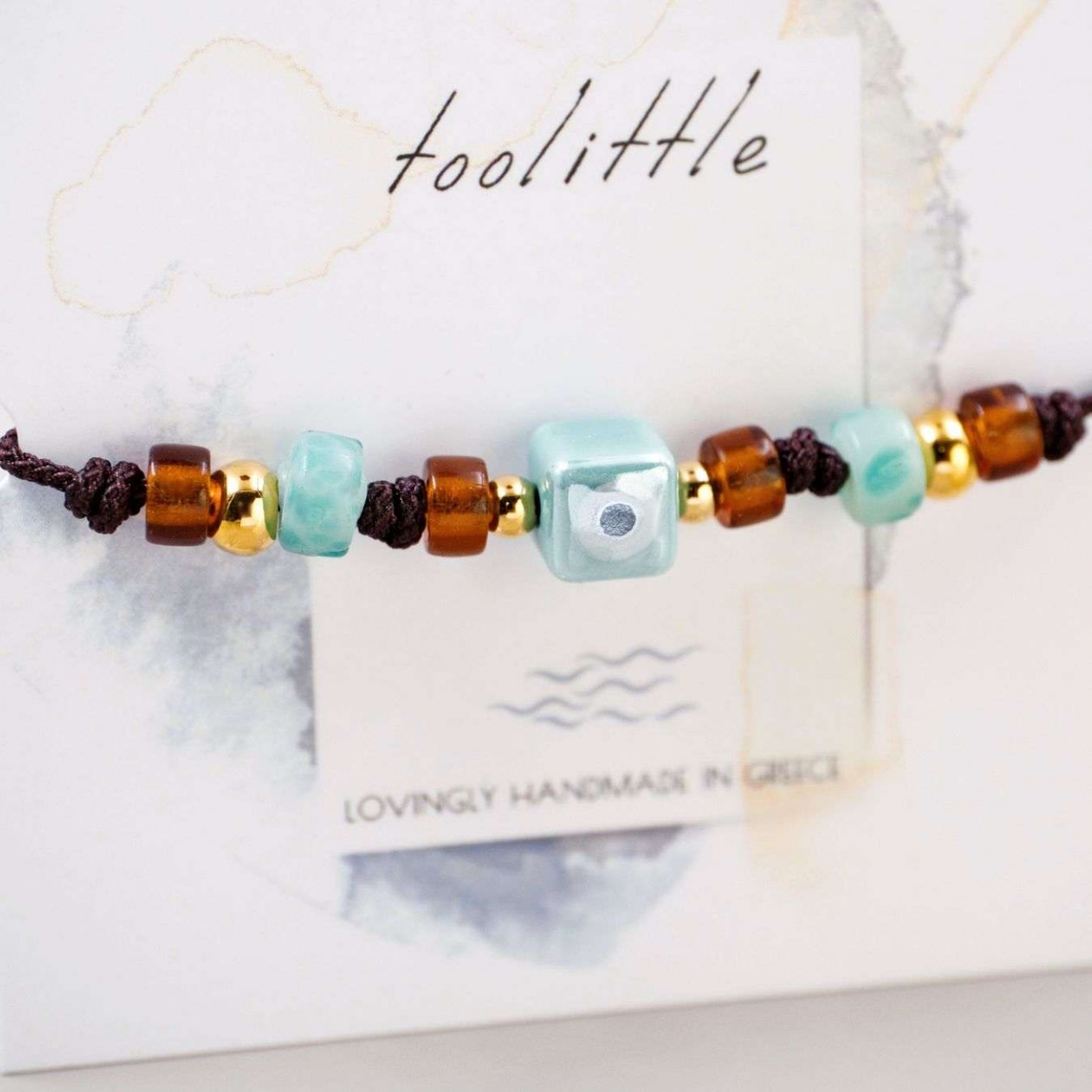 Macrame Bracelet with Ceramic Evil Eye — Bracelets from Toolittle — additional view 3