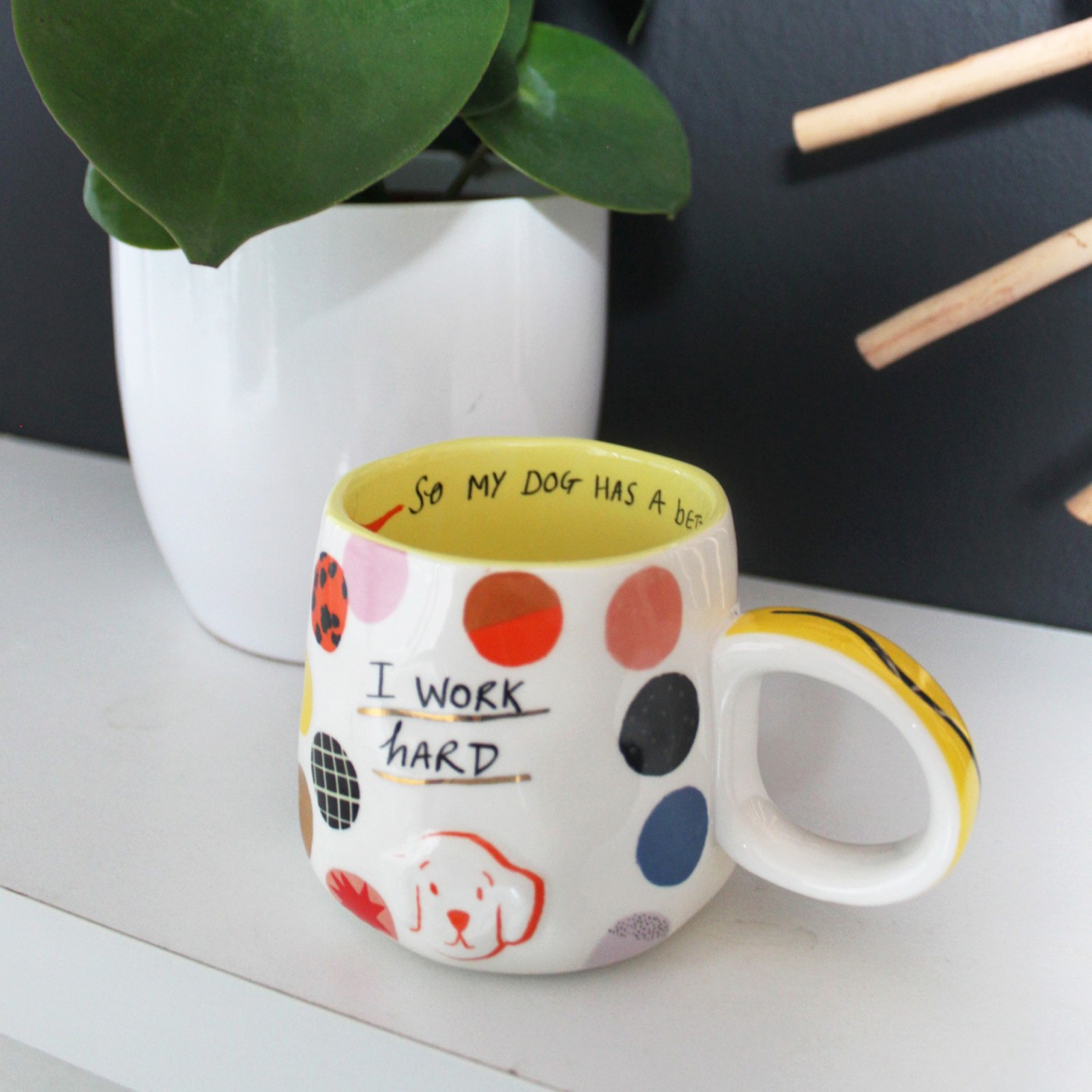 "I Work Hard" Dog Cup — Ceramics & pottery from Toolittle — additional view 3