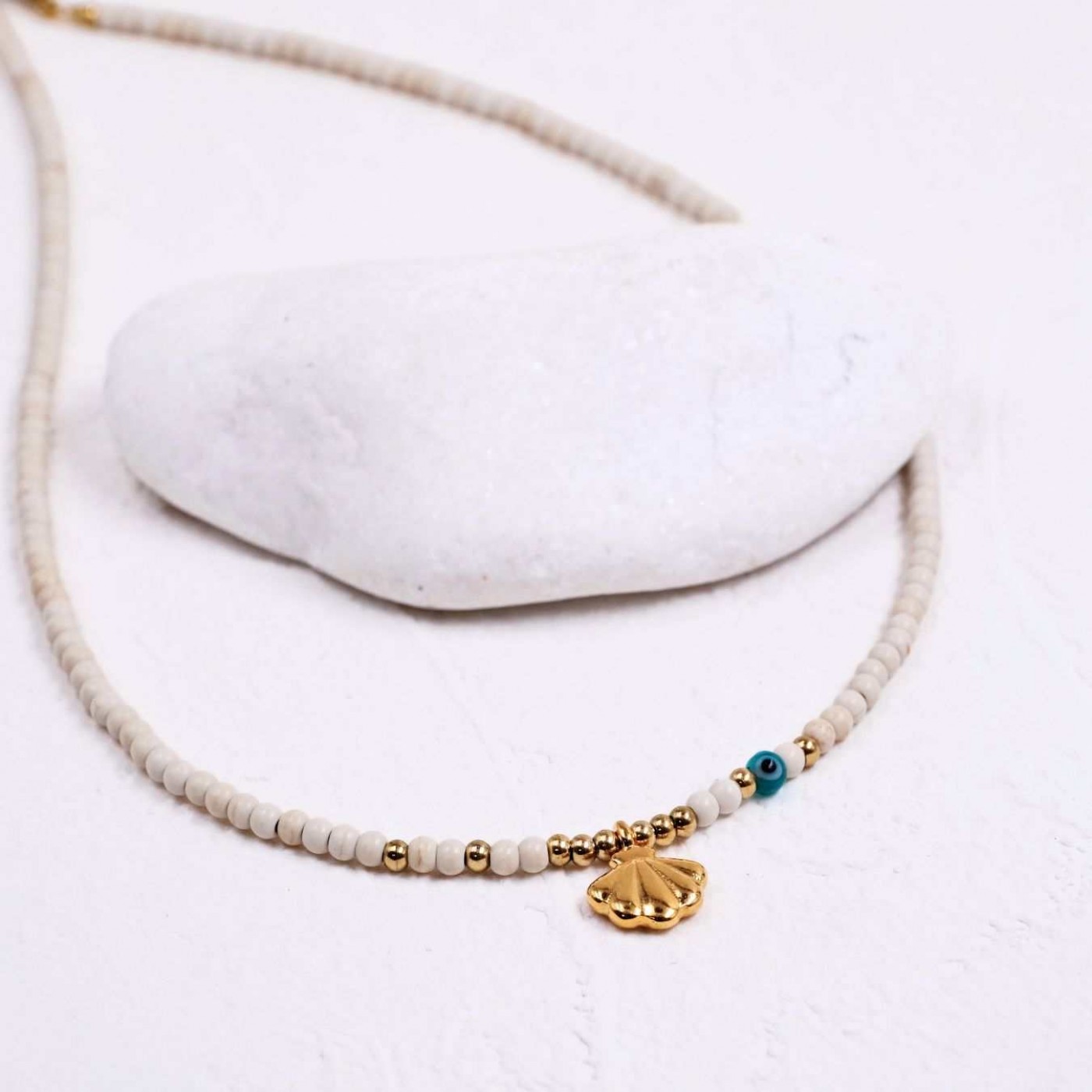 Gold-plated Shell - Howlite Necklace | Color Option — Necklaces from Toolittle — additional view 7