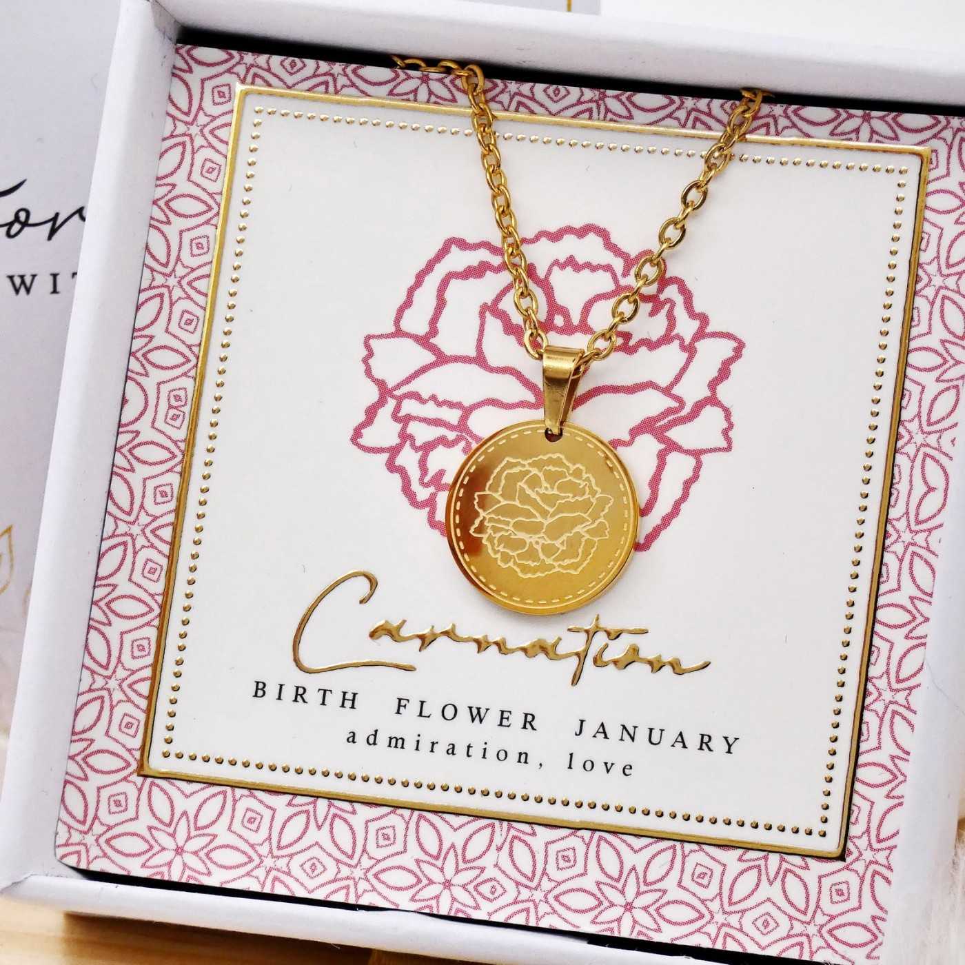 Birth Flower Necklace- Carnation for January — Necklaces from Toolittle — additional view 9
