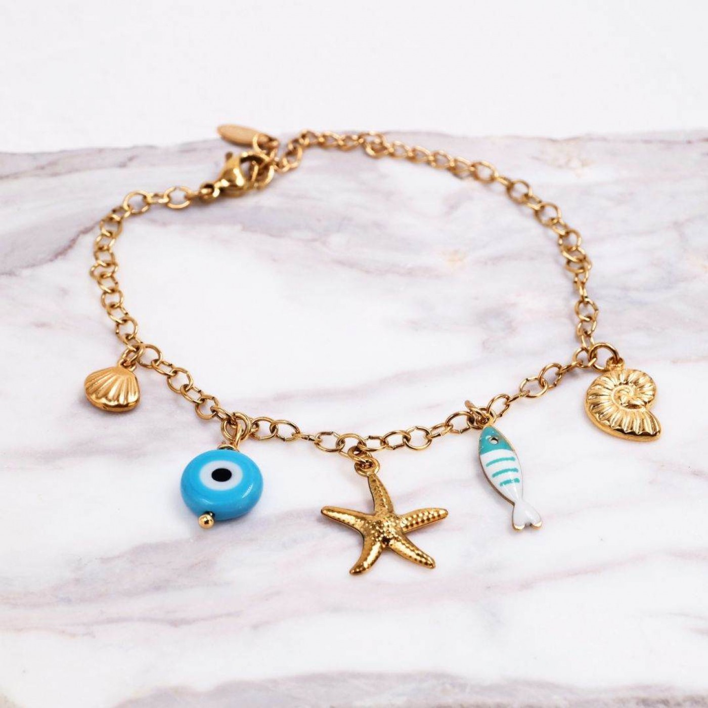 Stainless Steel Jewelry: Starfish & Fresh Water Pearl Bracelet — Bracelets from Toolittle — additional view 5