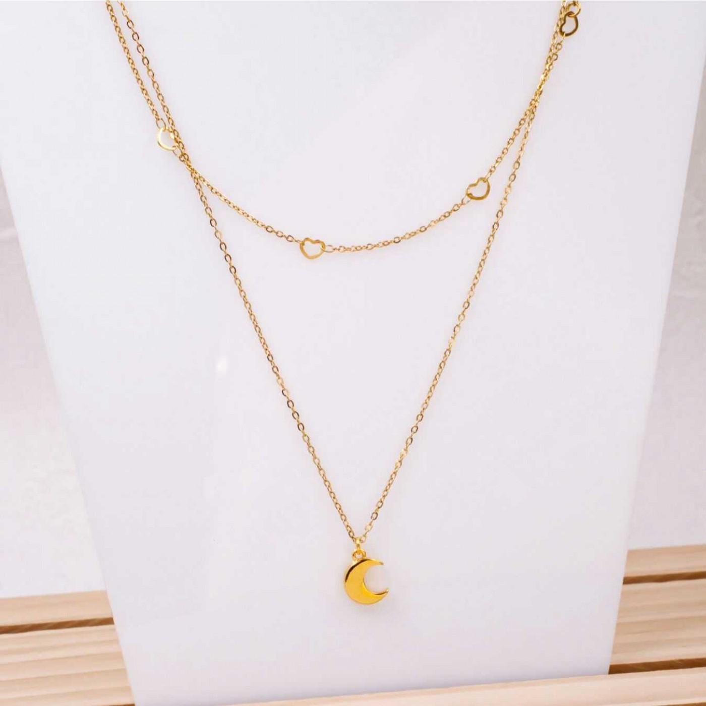 Handmade Layered Necklace- Golden Moon — Necklaces from Toolittle — additional view 3