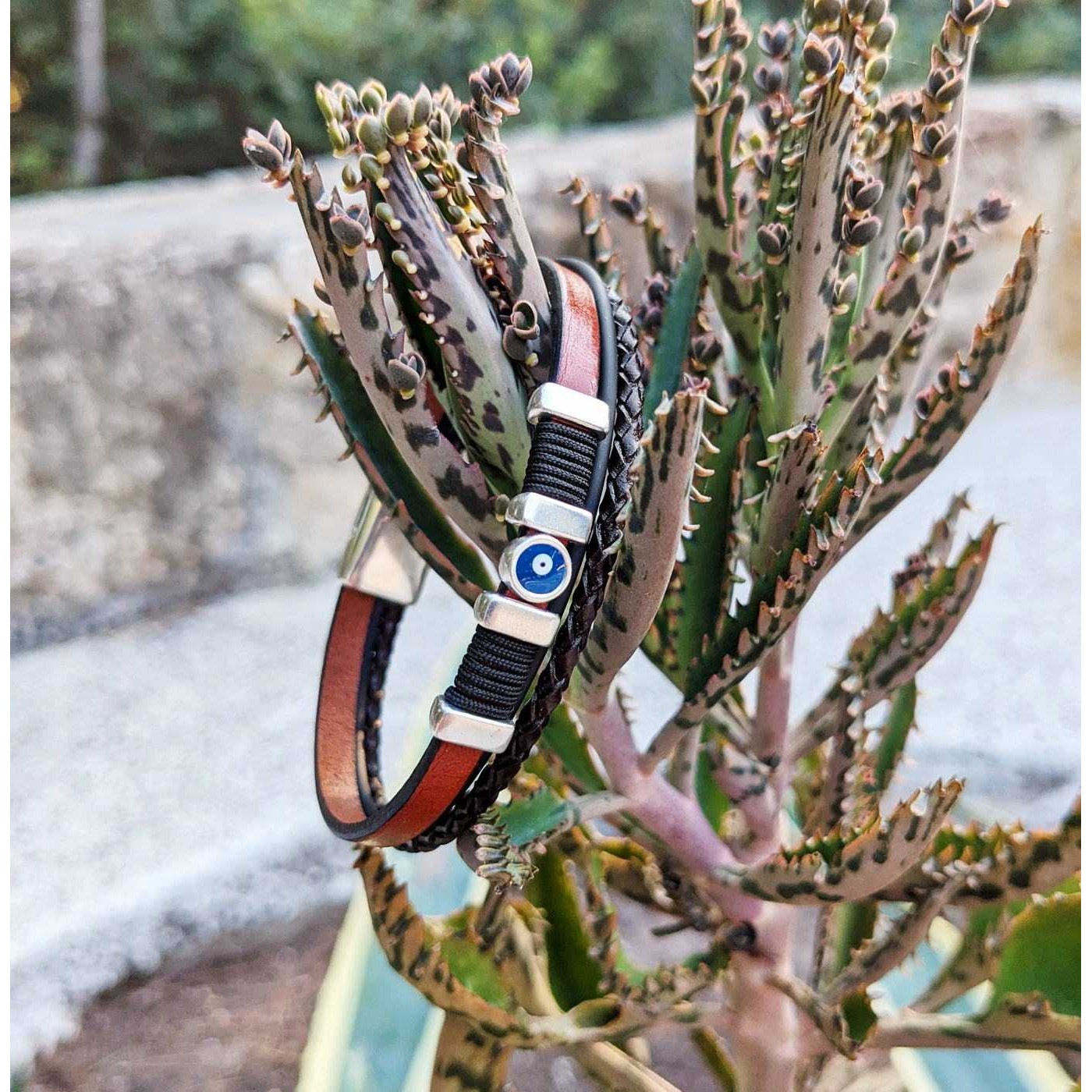 Evil Eye Leather Men's Bracelet — Bracelets from Toolittle — additional view 5
