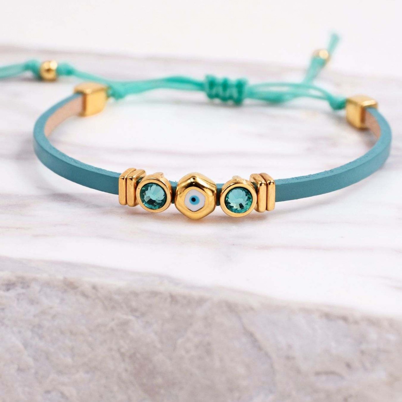 Leather Bracelets | Pebble Evil Eye — Bracelets from Toolittle — additional view 5