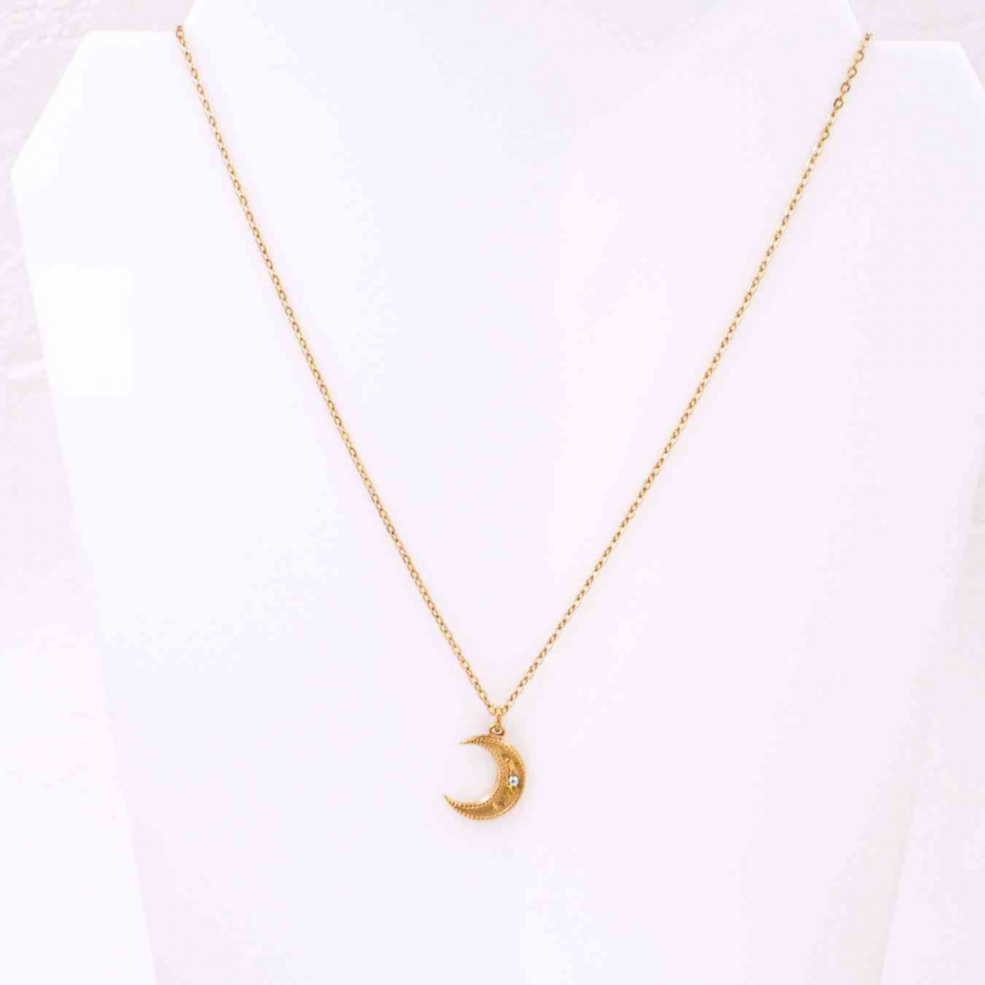 Stainless Steel Necklace - Metal Moon with Zircon — Necklaces from Toolittle — additional view 7