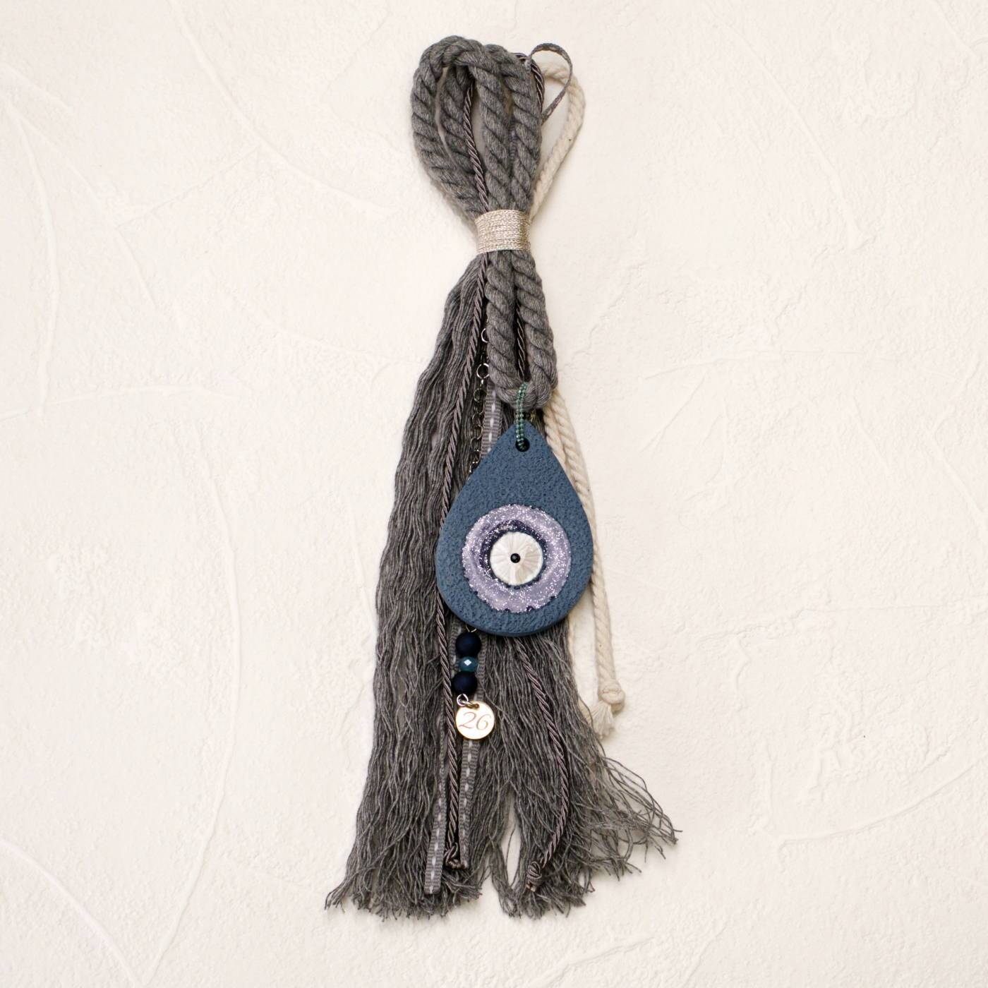 Hanging Lucky 2026 Charm with Ceramic Evil Eye Drop