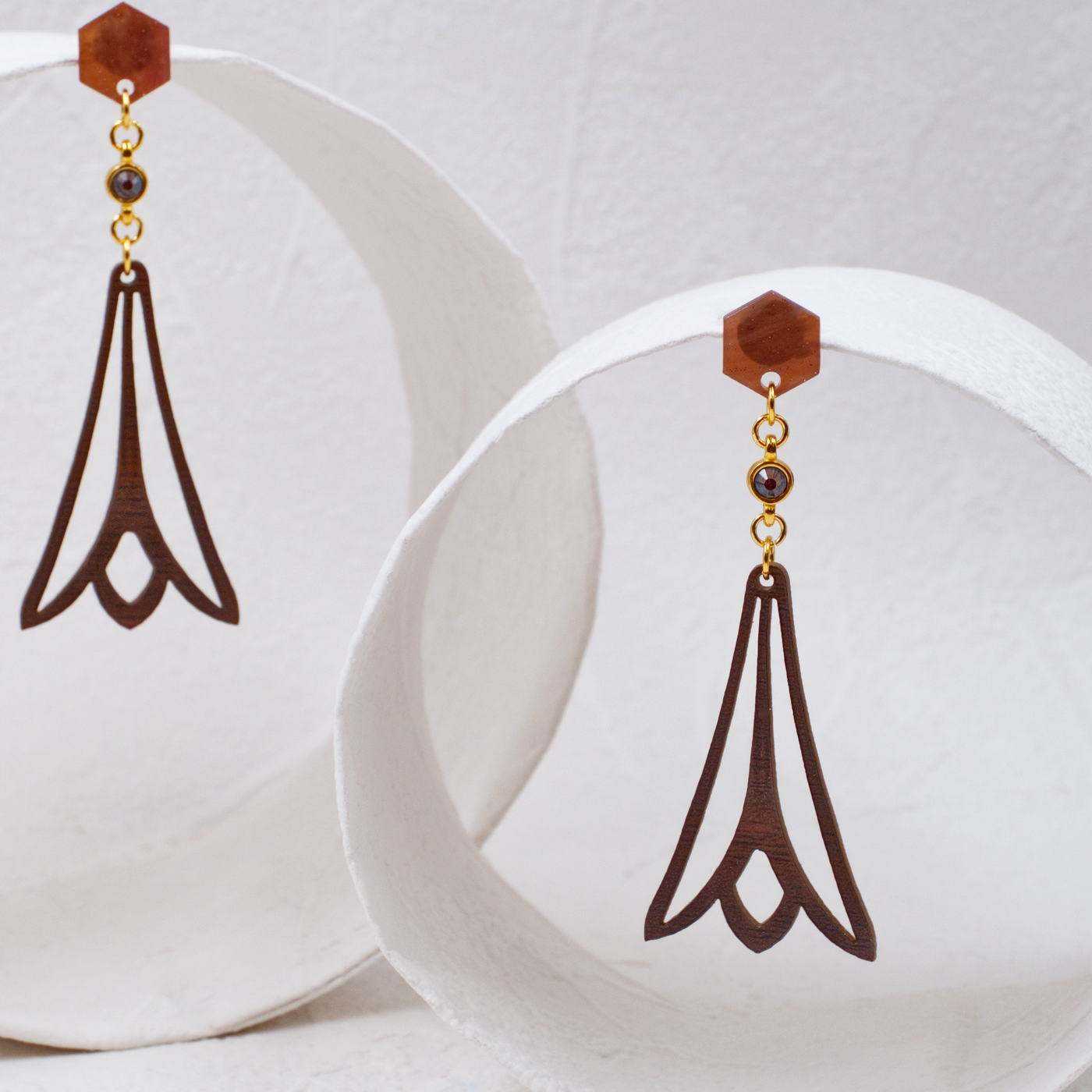 Plexiglass Wood Effect Earrings — Earrings from Toolittle — additional view 4