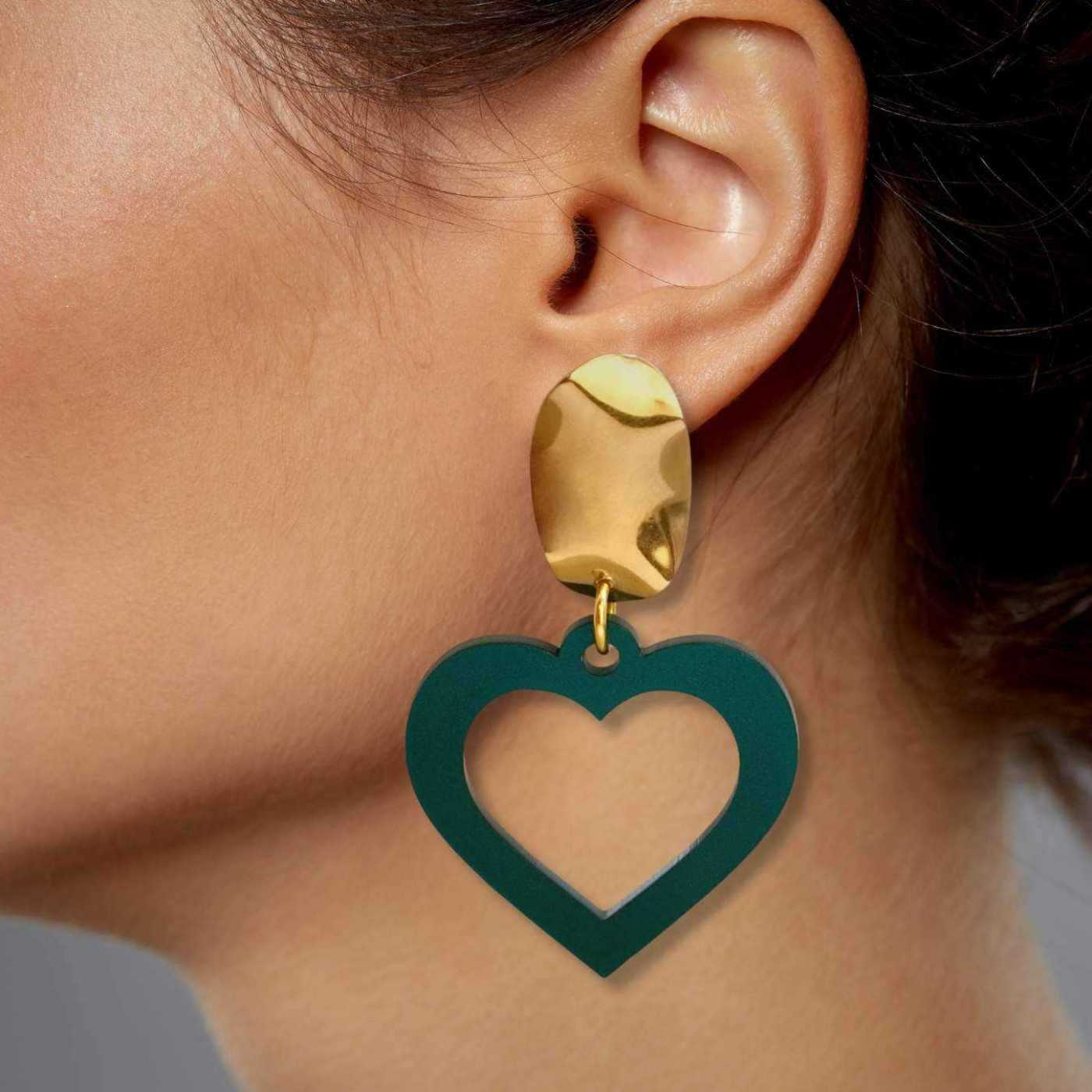 Plexiglass Heart Inox Earrings — Earrings from Toolittle — additional view 2