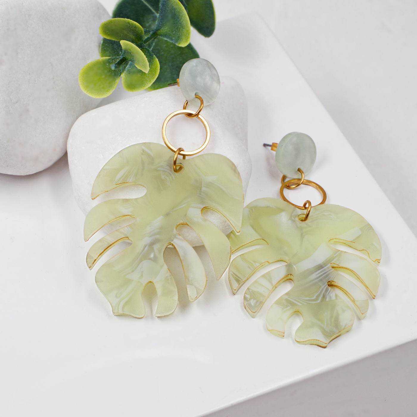 Plexiglass leaf earrings — Earrings from Toolittle — additional view 7