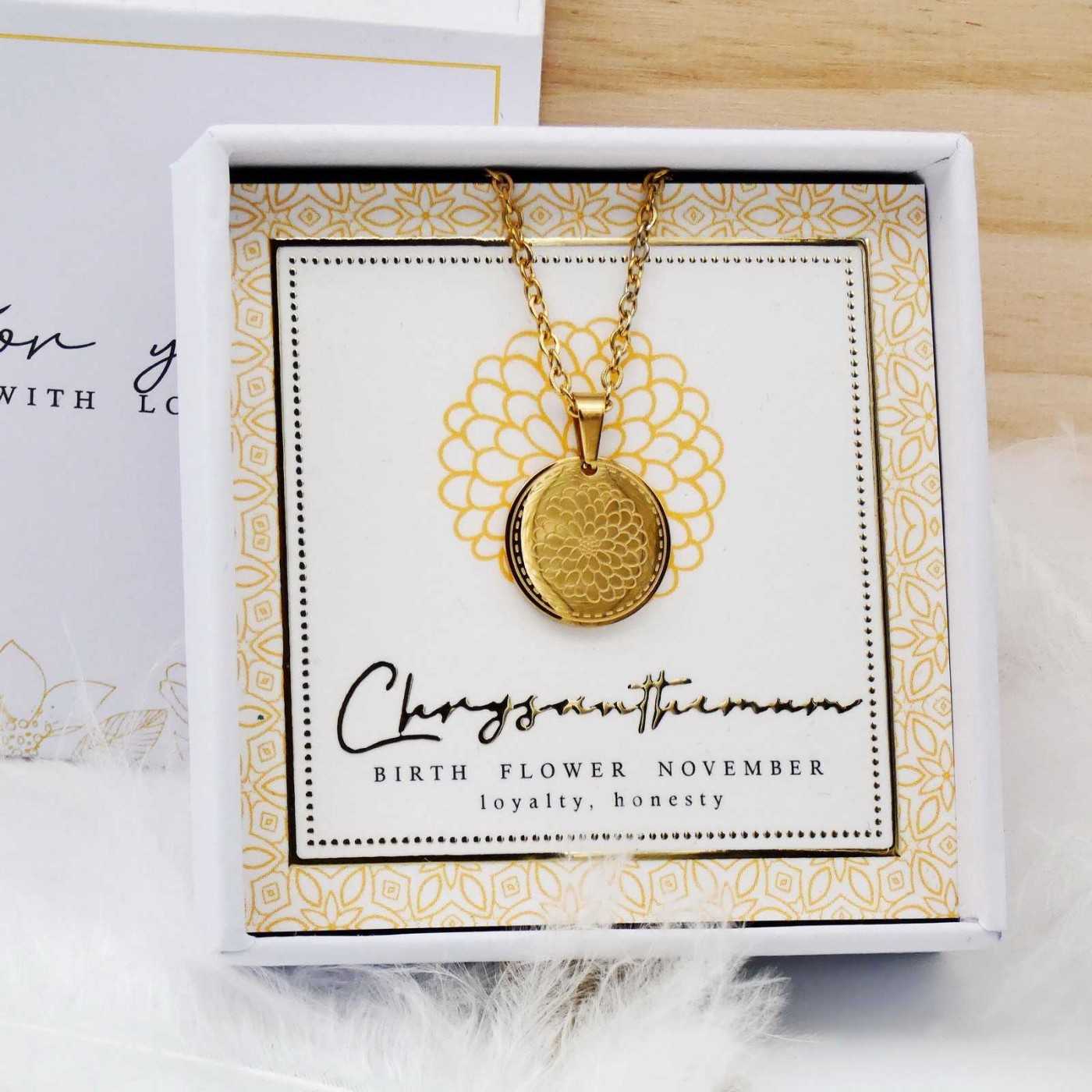 Birth Flower Necklace- Chrysanthemum for November — Necklaces from Toolittle — additional view 4