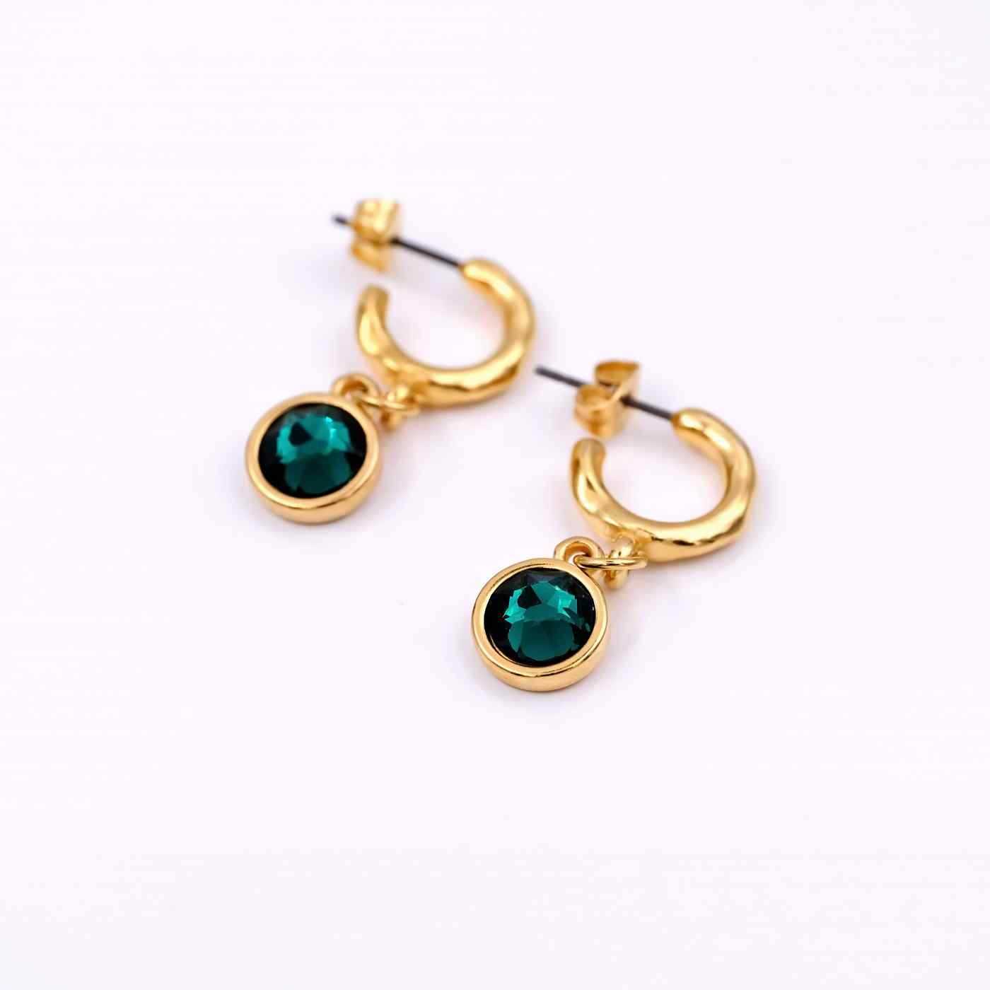 Gold-plated hoop earrings with crystals — Earrings from Toolittle — additional view 3