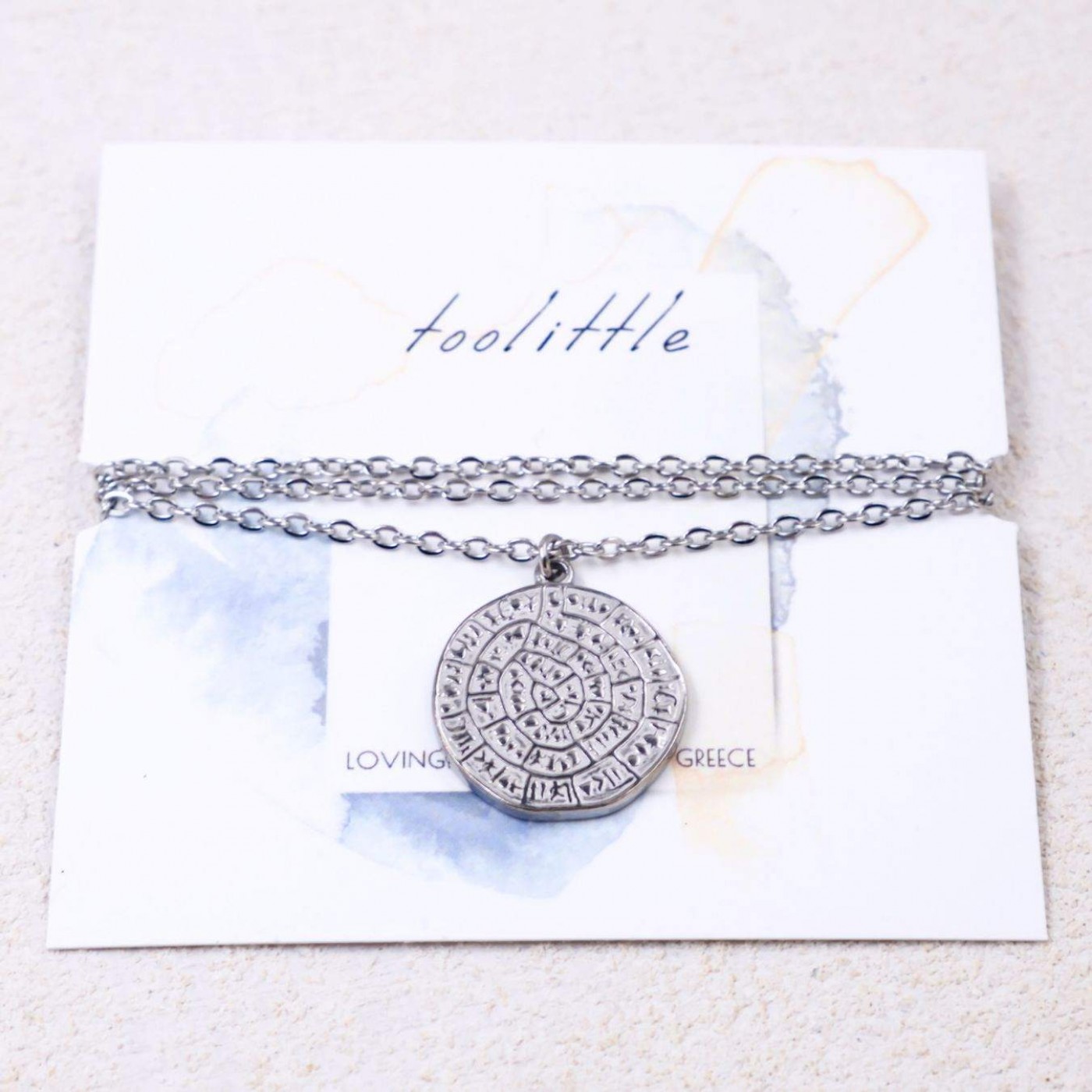 Stainless Steel Jewelry: Handmade Necklace - Phaistos Disc — Necklaces from Toolittle — additional view 2