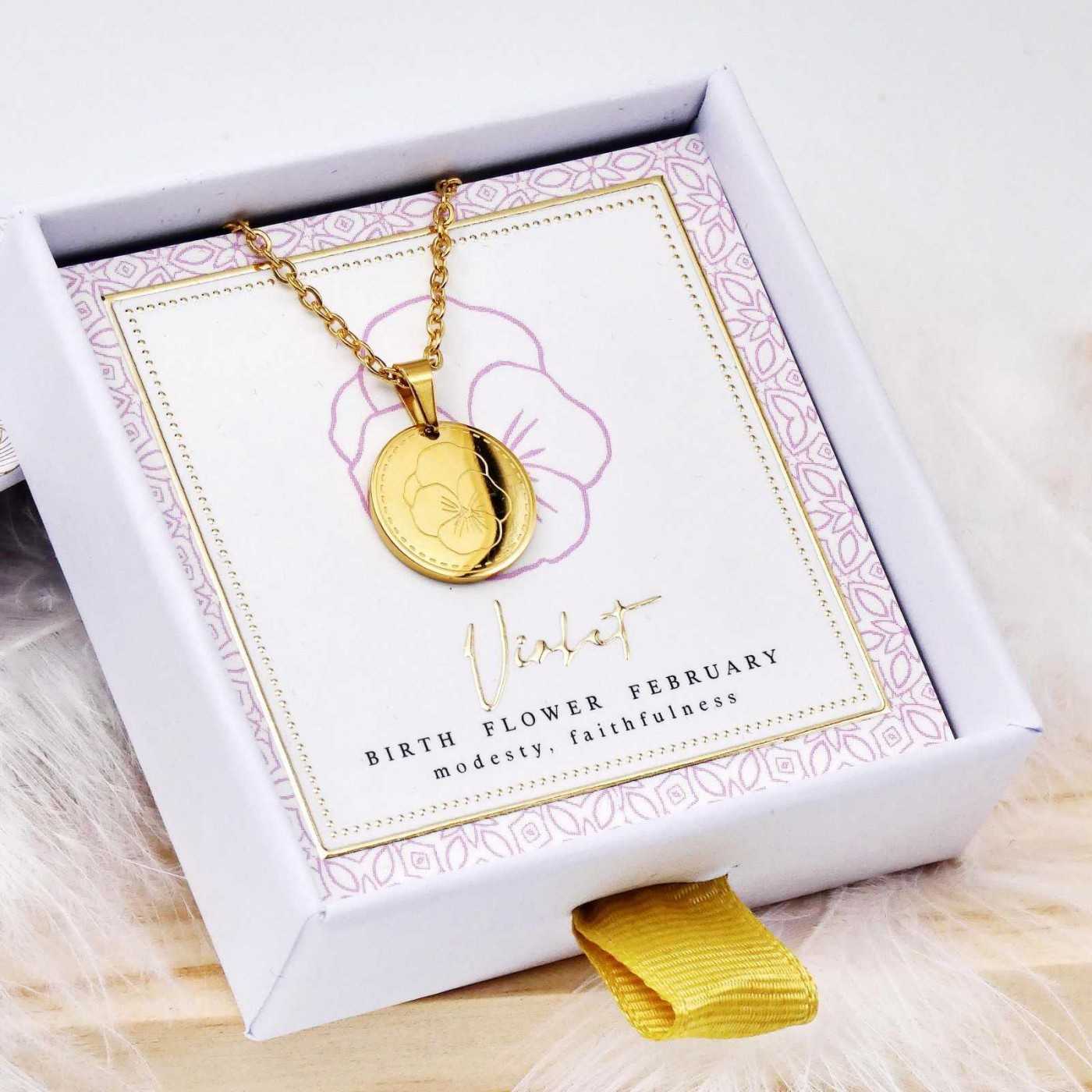 Birth Flower Necklace- Violet for February — Necklaces from Toolittle — additional view 4