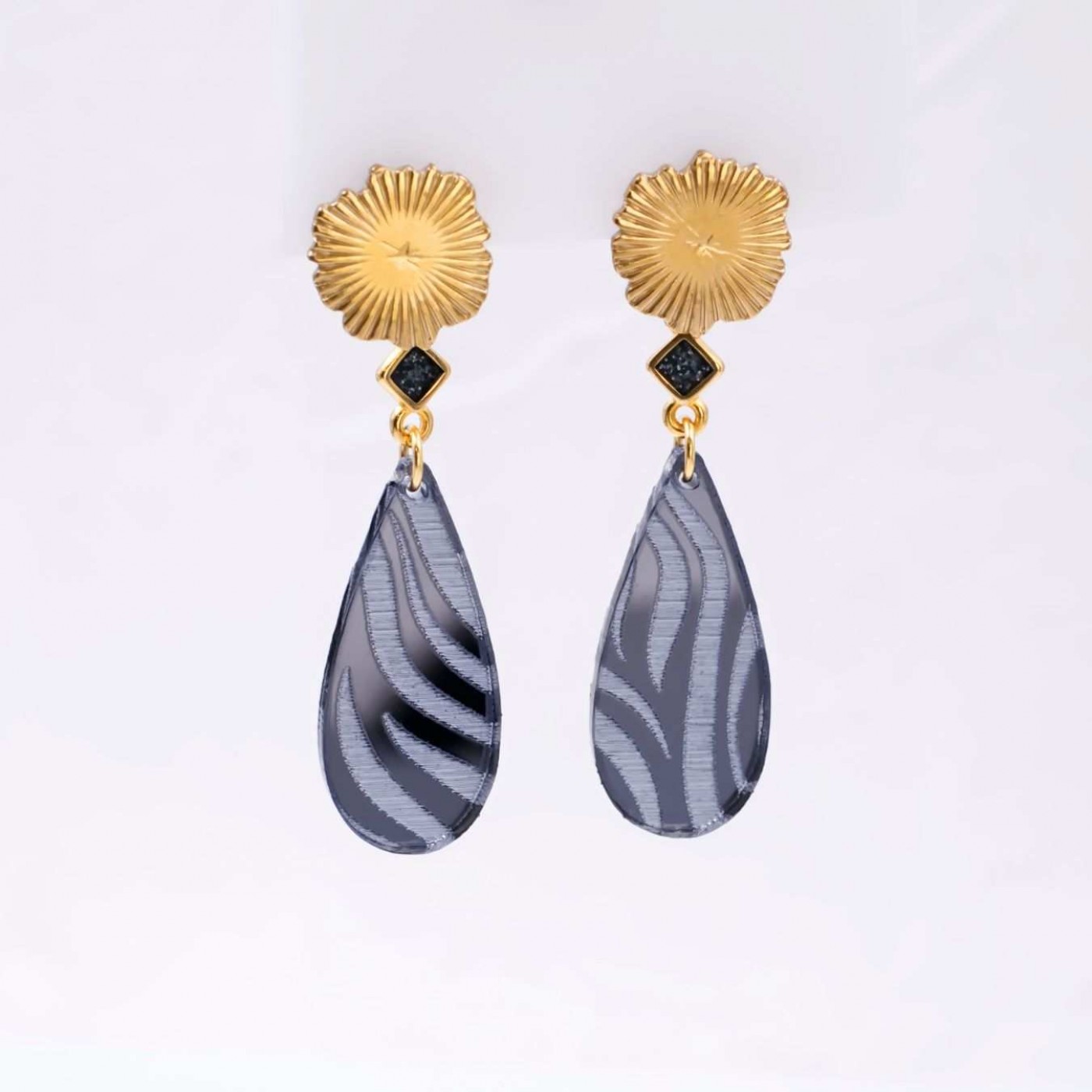 Steel Dangle Earrings - Animal Print & Enamel — Earrings from Toolittle — additional view 2