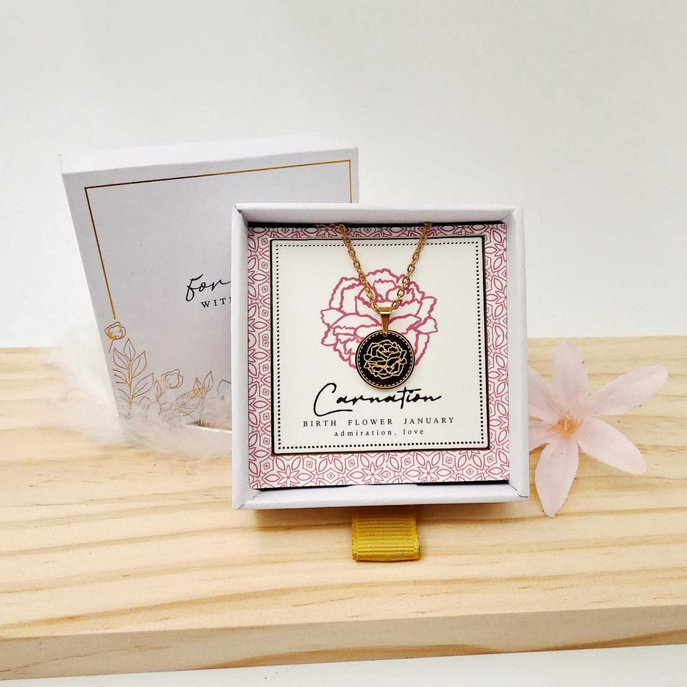 Birth Flower Necklace- Carnation for January — Necklaces from Toolittle — additional view 8