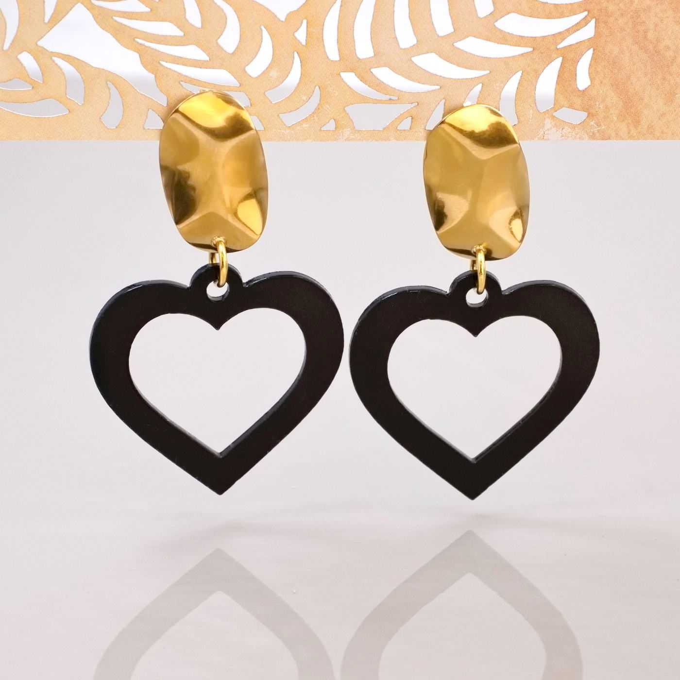 Plexiglass Heart Inox Earrings — Earrings from Toolittle — additional view 2