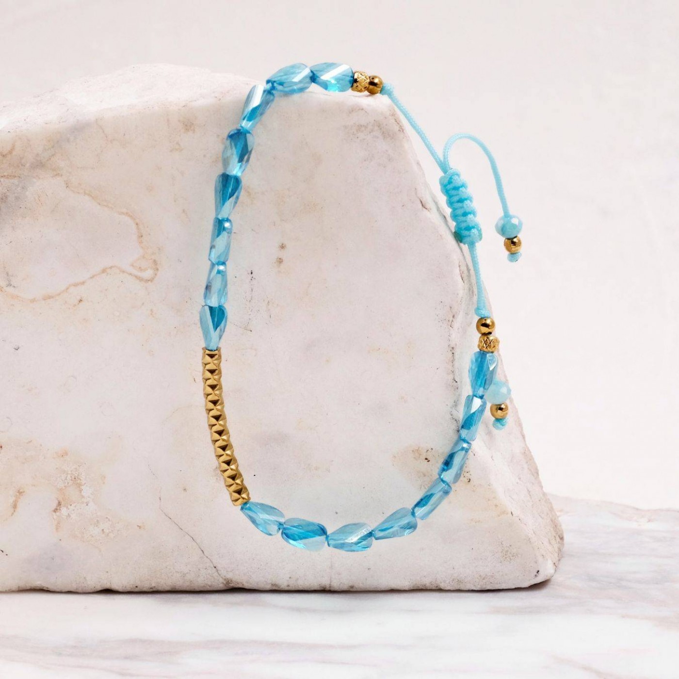 Macramé Bracelet with Crystals & Semiprecious Stones | Turquoise — Bracelets from Toolittle — additional view 6
