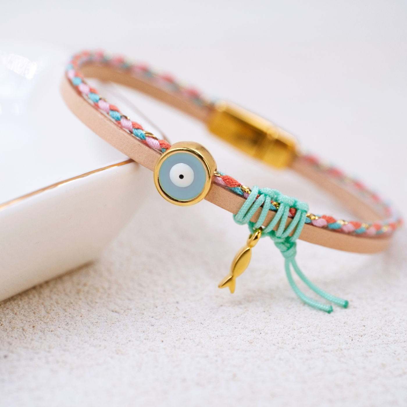 Evil Eye Leather Bracelet
