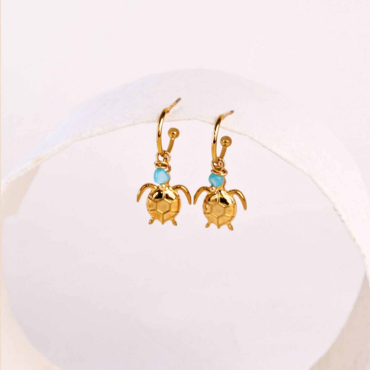 Stainless Steel Jewelry: Turtle Hoop Earrings — Earrings from Toolittle — additional view 4