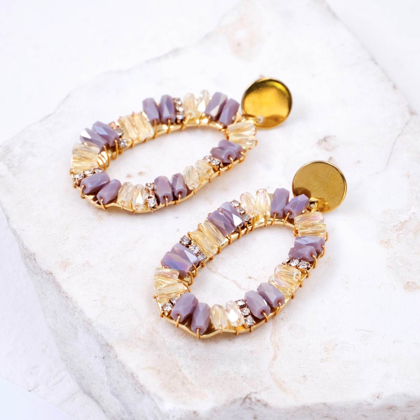 Steel & Crystals Oval Earrings — Earrings from Toolittle — additional view 2