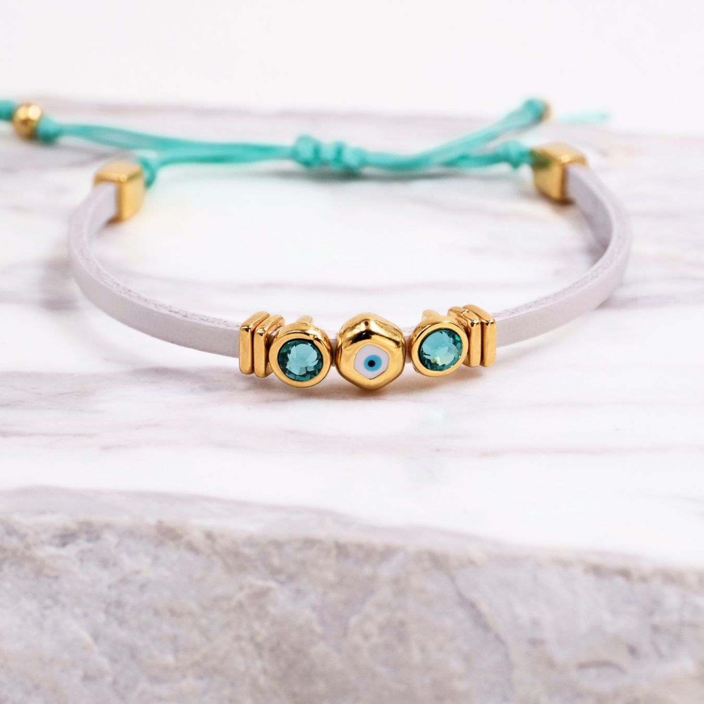 Leather Bracelets | Pebble Evil Eye — Bracelets from Toolittle — additional view 7