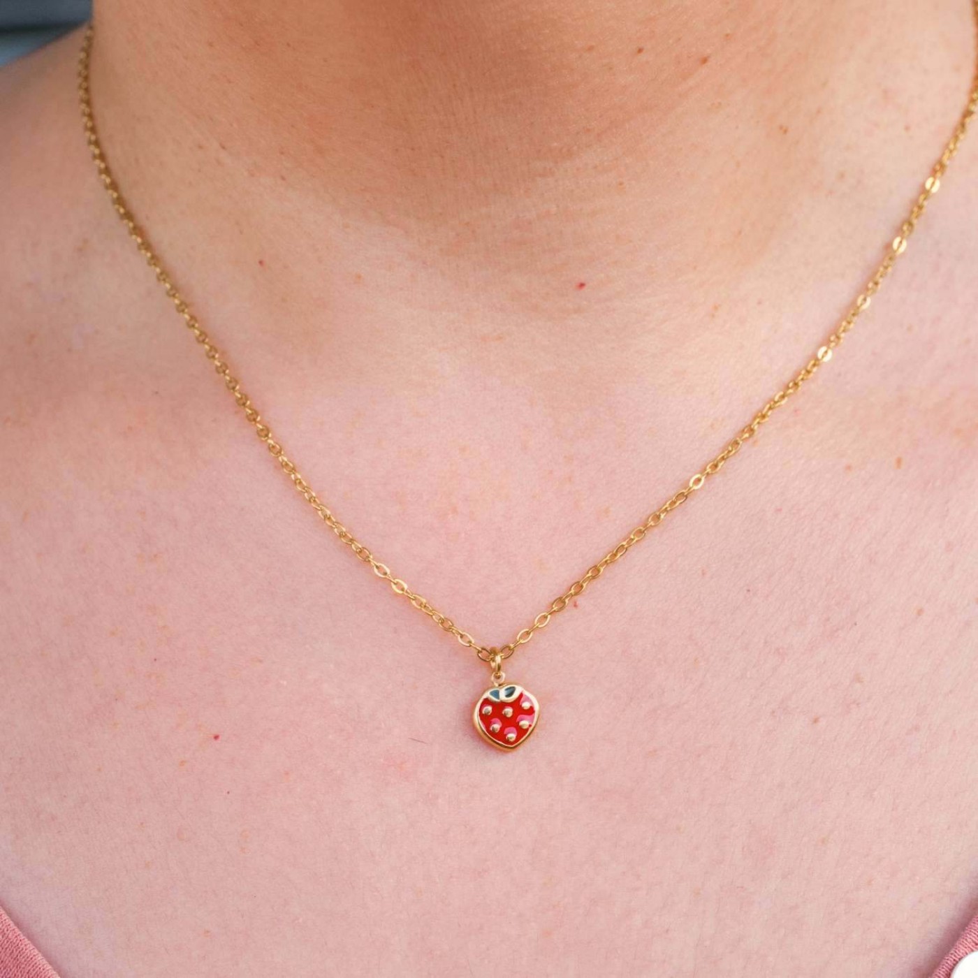 Strawberry Inox Chain Necklace — Necklaces from Toolittle — additional view 3