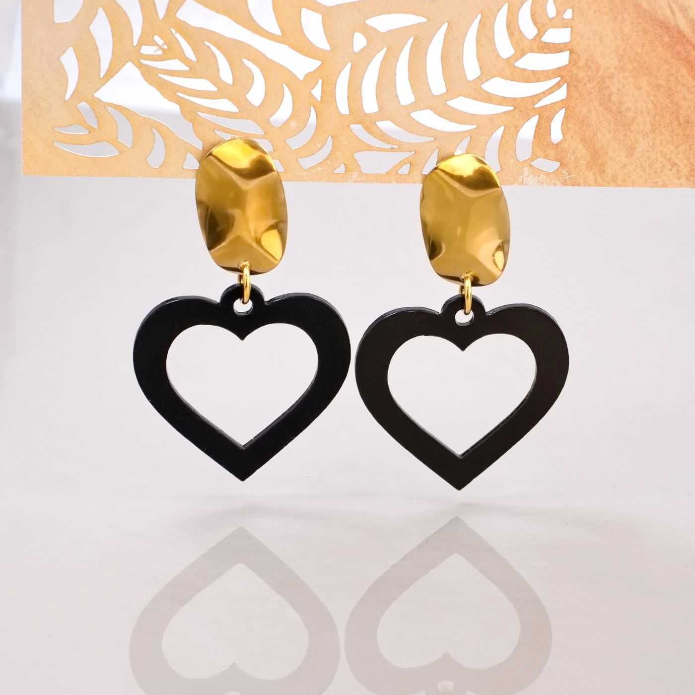 Plexiglass Heart Inox Earrings — Earrings from Toolittle — additional view 3