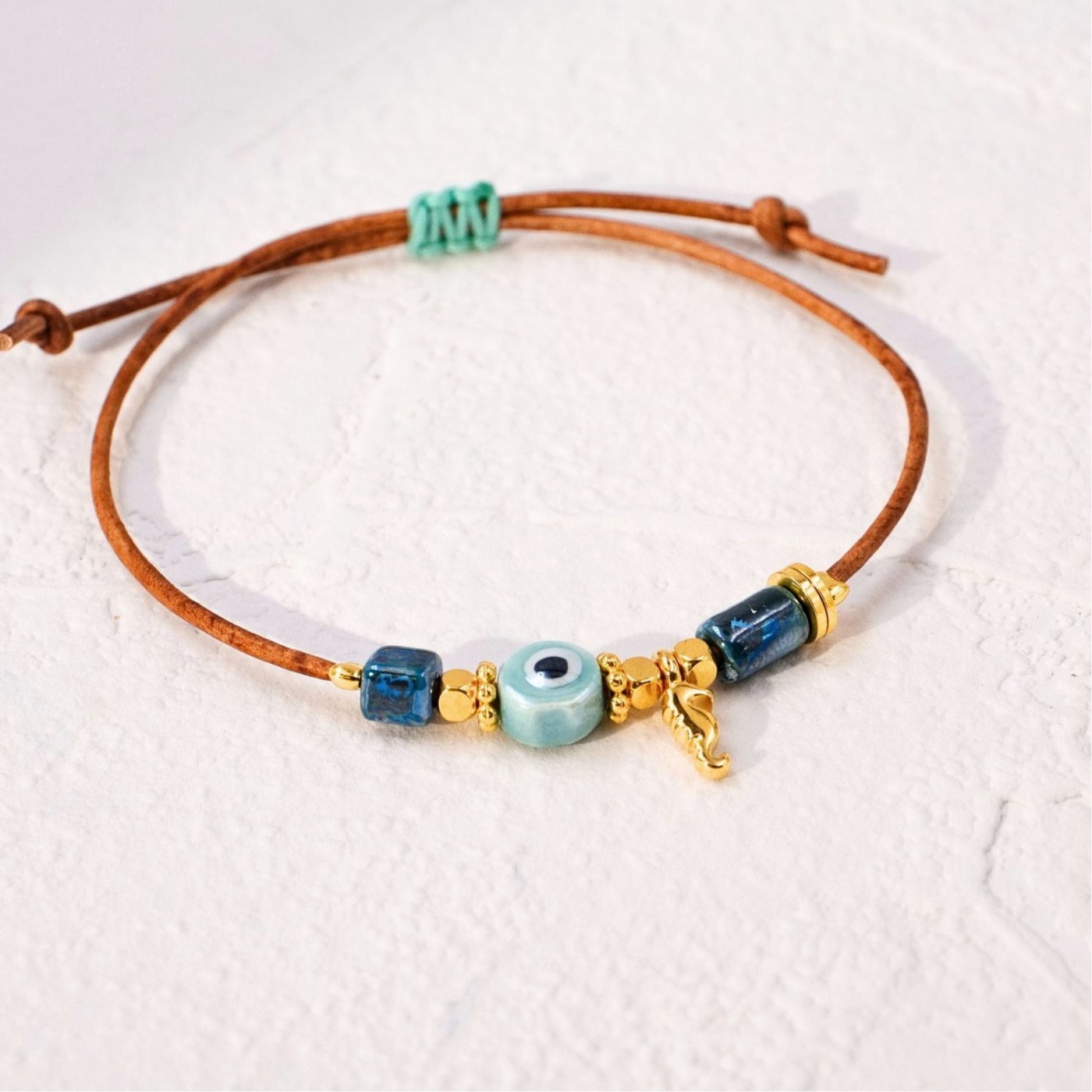 Makrame Bracelet with Ceramic Evil Eye — Bracelets from Toolittle — additional view 3
