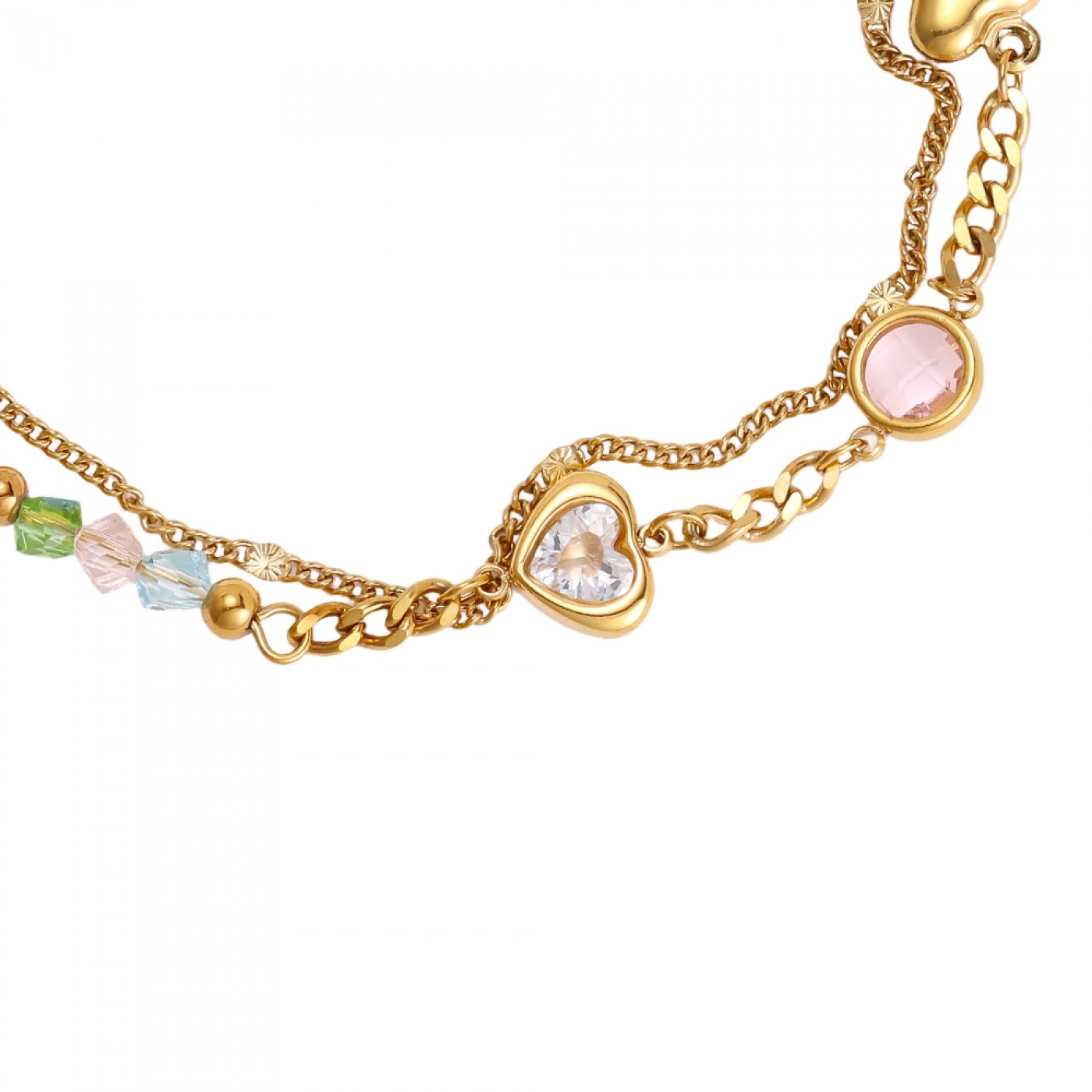 Stainless Steel Jewelry: Chain Bracelet with Hearts & Zircon — Bracelets from Toolittle — additional view 4