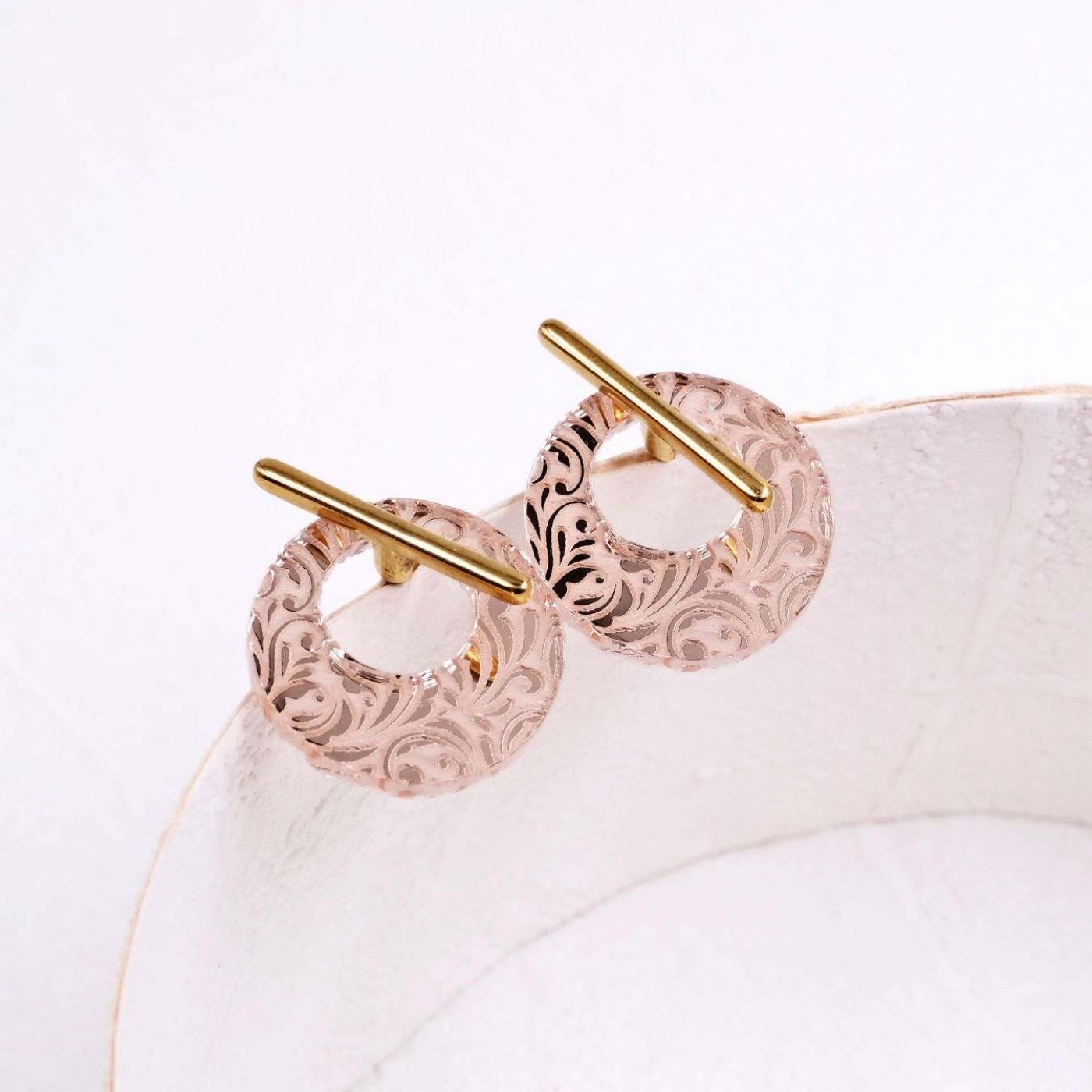 Stud Earrings with Golden Bar - Plexiglass Print — Earrings from Toolittle — additional view 2