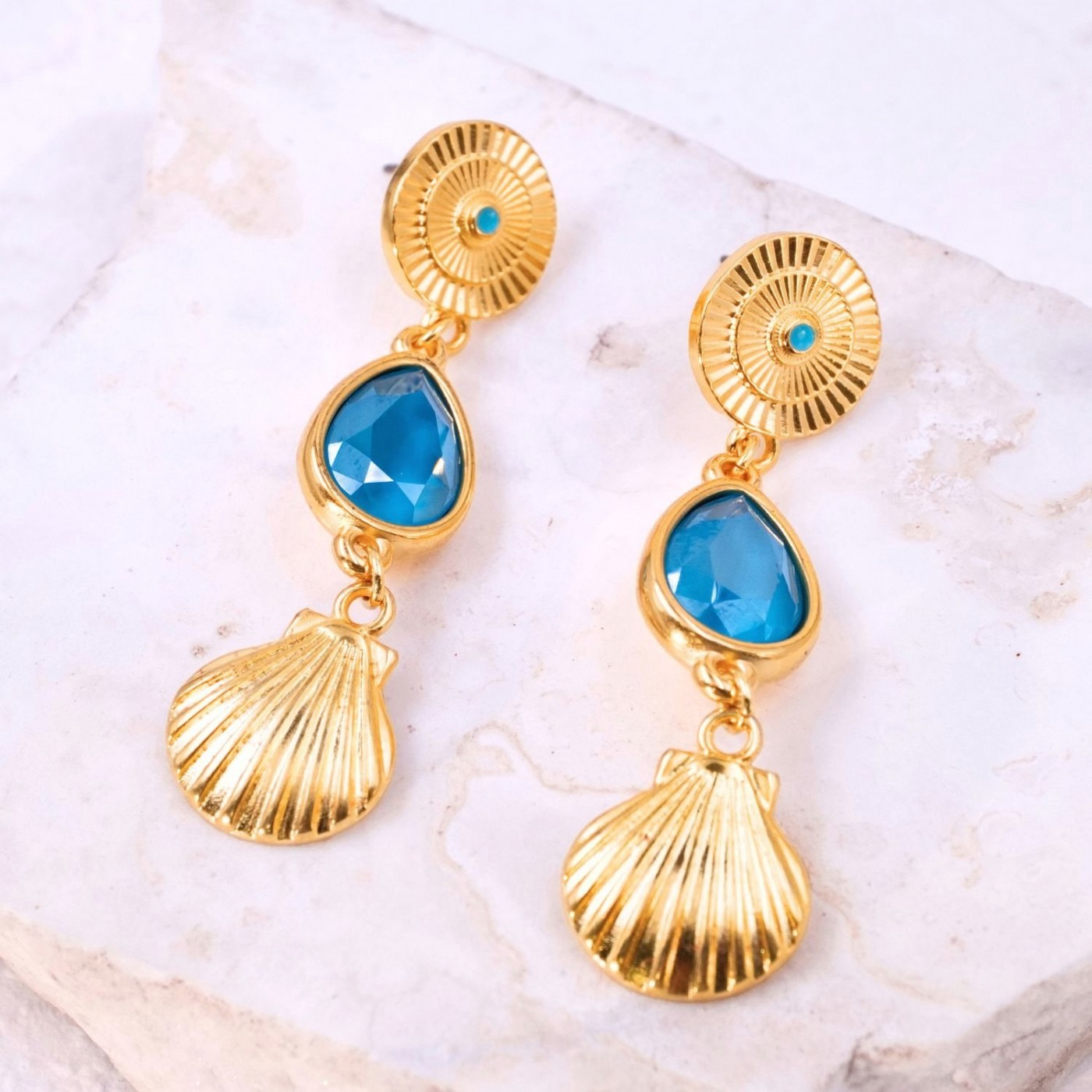 Sea Shell Earrings with Swarovski Crystals — Earrings from Toolittle — additional view 2