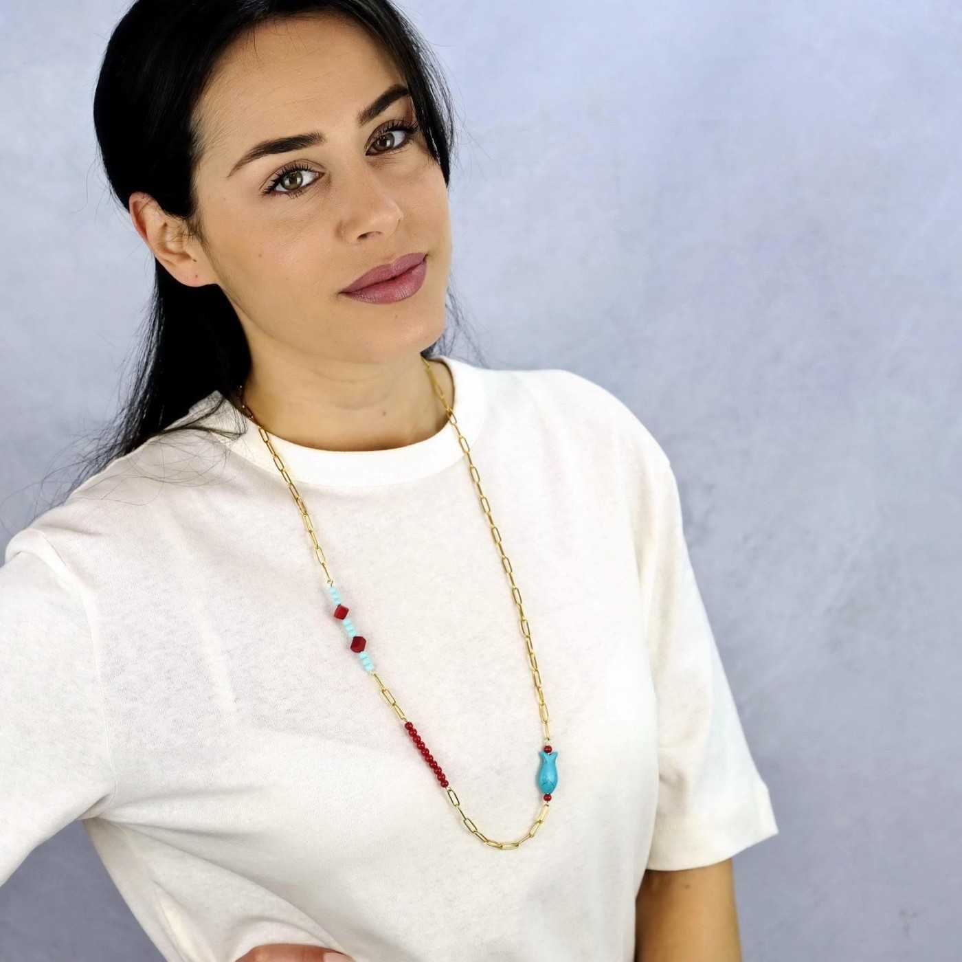 Necklace with corals and howlite — Necklaces from Toolittle — additional view 6