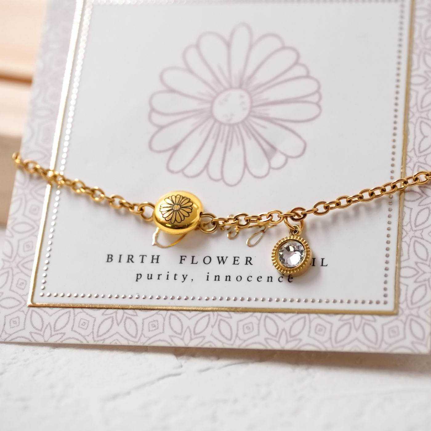 Bracelet with Birth Flower - April — Bracelets from Toolittle — additional view 2
