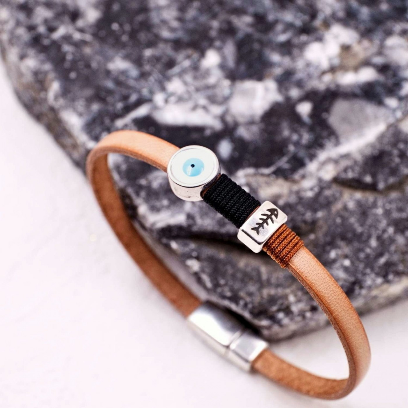 Evil Eye Leather Men's Bracelet — Bracelets from Toolittle — additional view 4