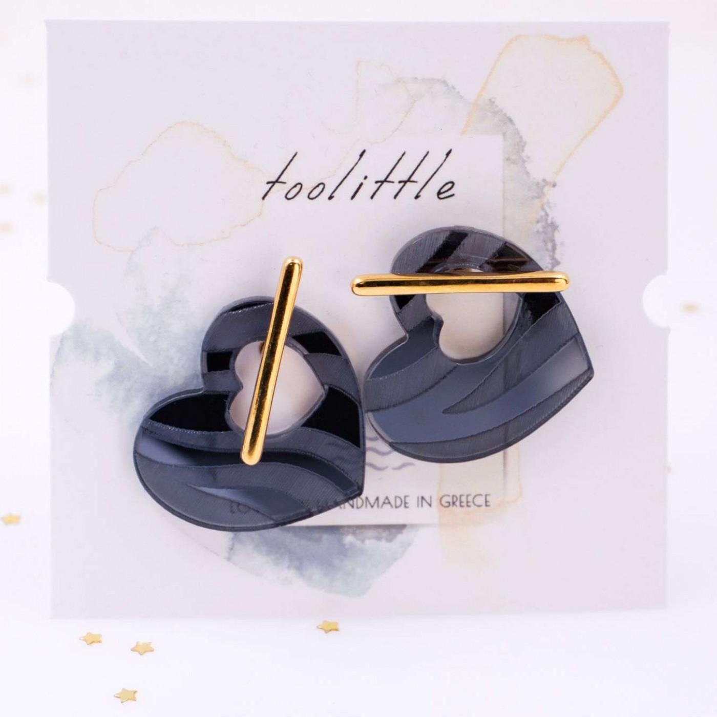 Heart Earrings with Golden Bar - Animal Print — Earrings from Toolittle — additional view 4