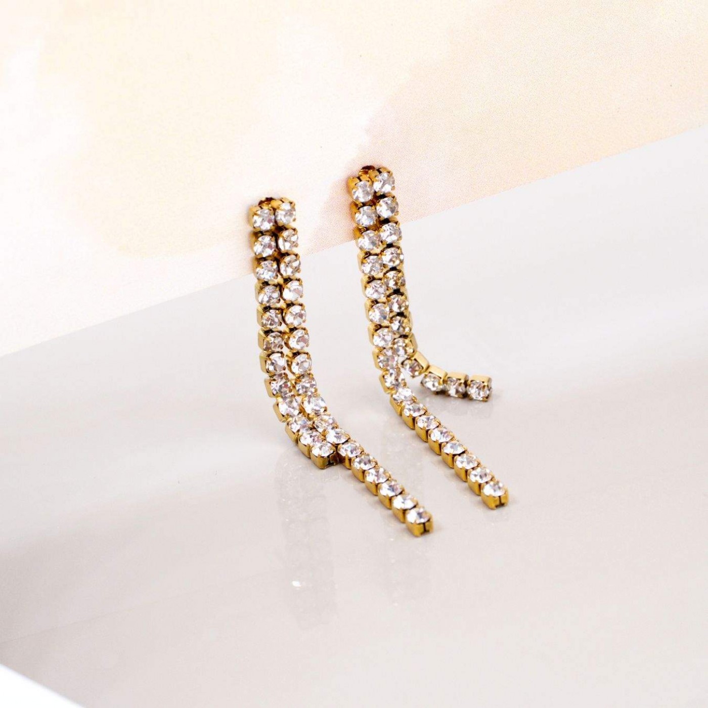 Rhinestones Steel Dangle Earrings — Earrings from Toolittle — additional view 4