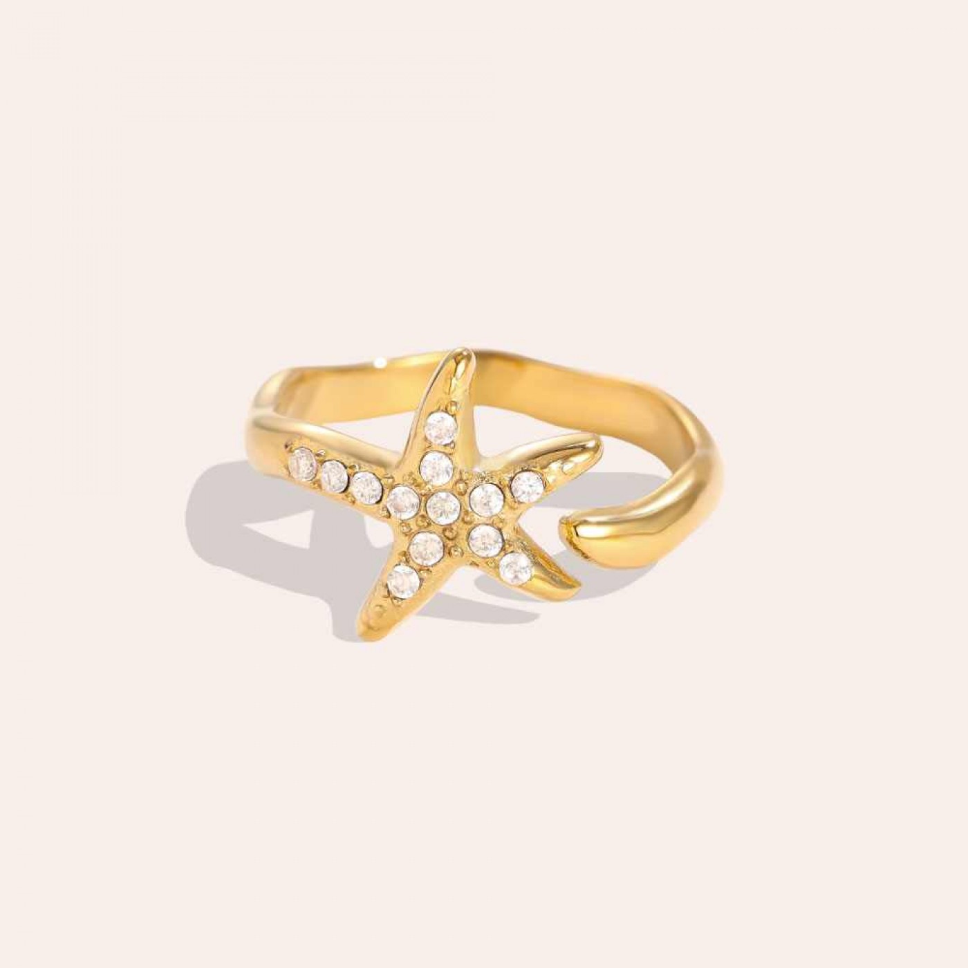 Stainless Steel Ring | Starfish with Rhinestones — Rings from Toolittle — additional view 3