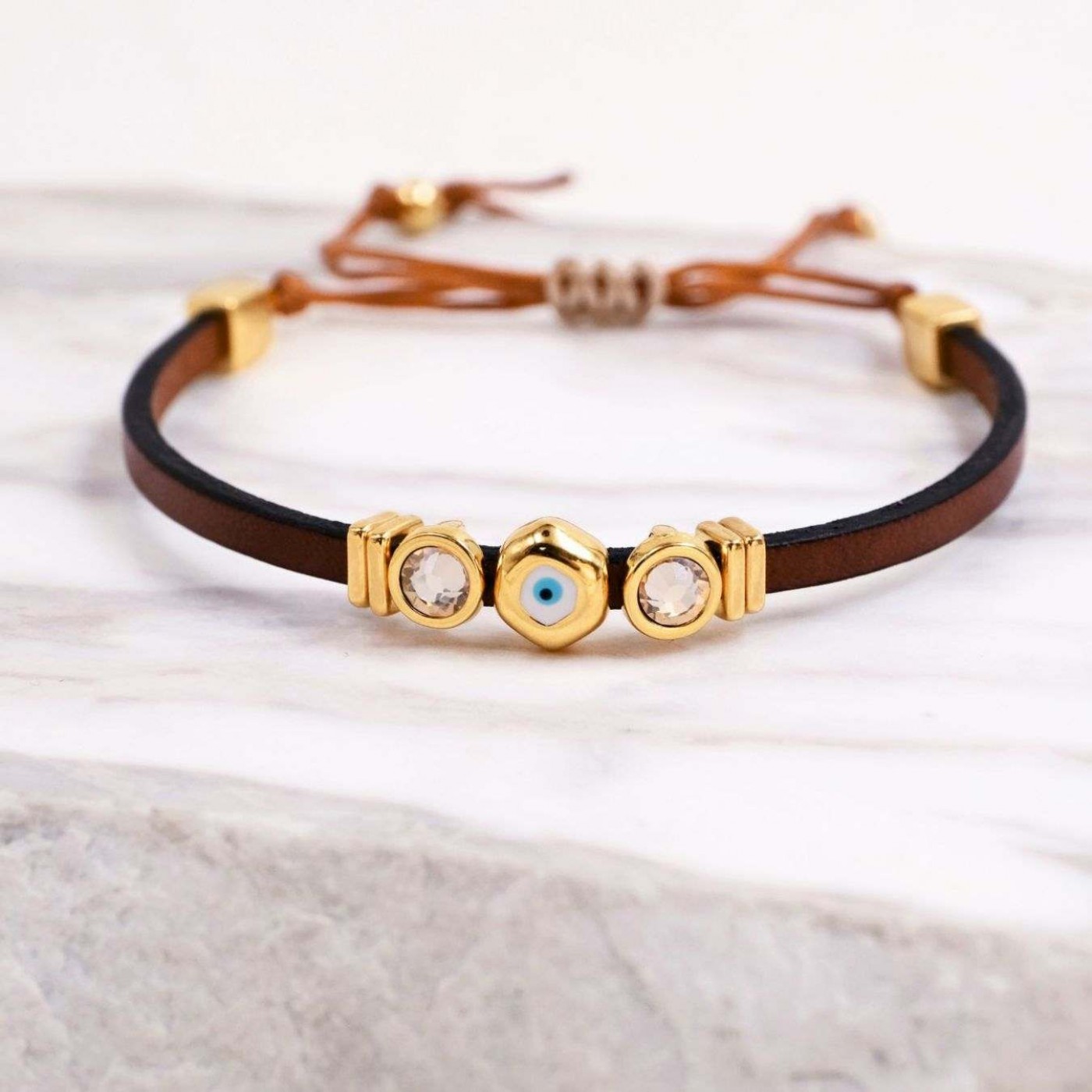 Leather Bracelets | Pebble Evil Eye — Bracelets from Toolittle — additional view 8