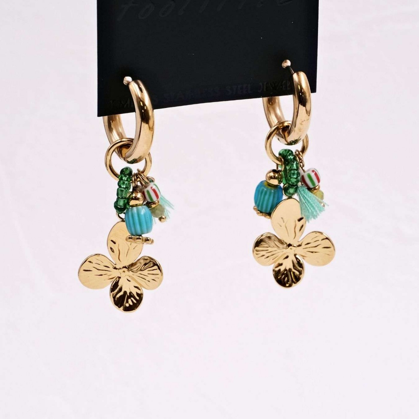 Stainless Steel Jewelry: Flower Hoop Earrings — Earrings from Toolittle — additional view 3