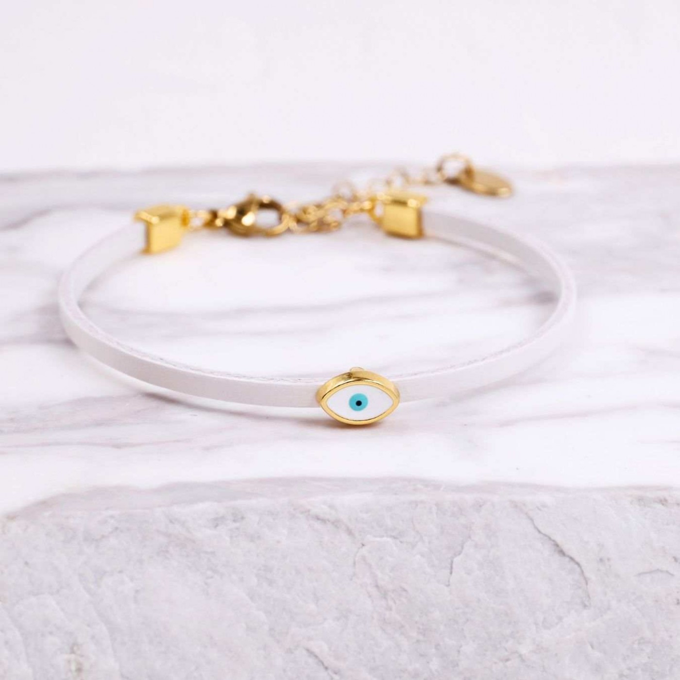 Women's Leather Bracelet | Enamelled Evil Eye — Bracelets from Toolittle — additional view 2