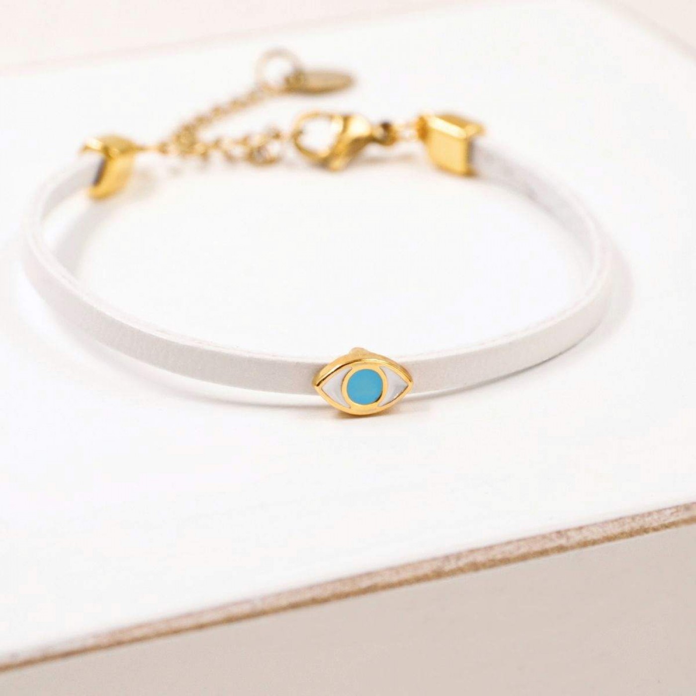 Handmade Leather Bracelet with Evil Eye – 24K Gold Plated — Bracelets from Toolittle — additional view 13