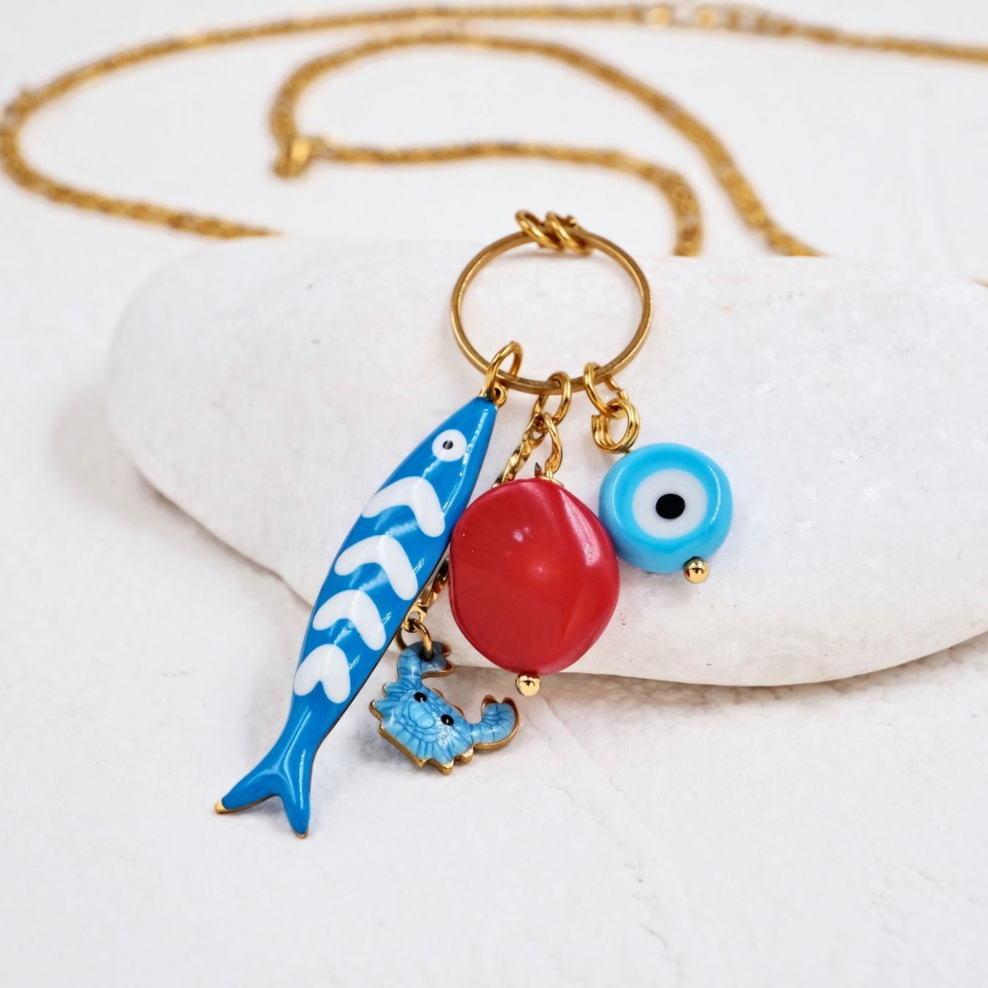 Stainless Steel Jewelry: Tropical Sea Life Necklace- Blue — Necklaces from Toolittle — additional view 3