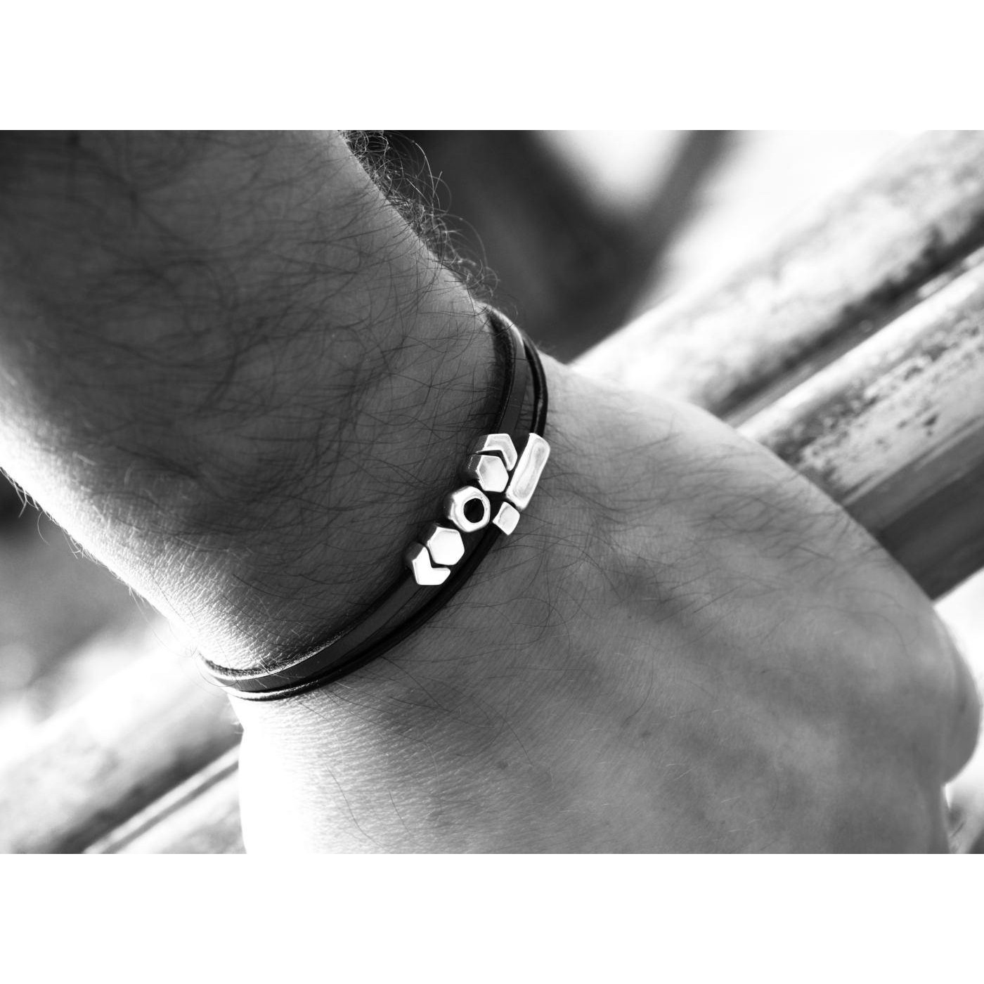 Black Leather Men's Bracelet — Bracelets from Toolittle — additional view 3