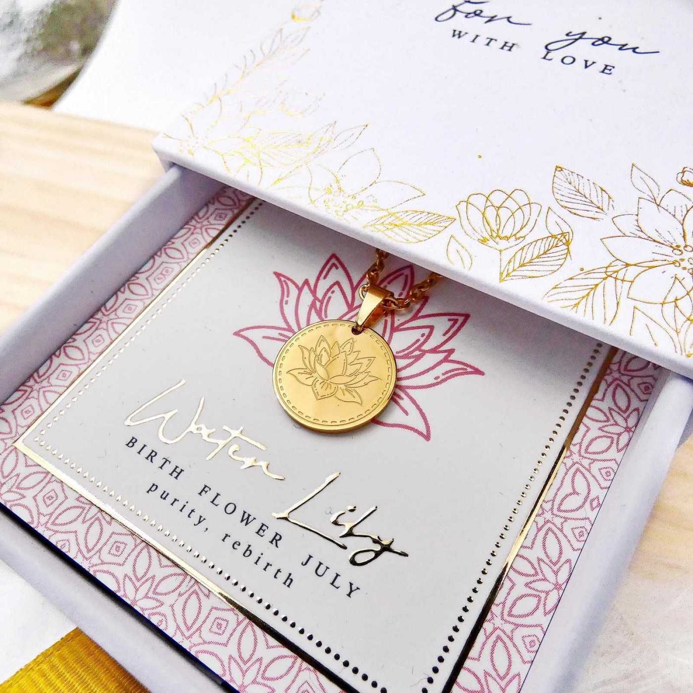 Birth Flower Necklace- Water Lily for July — Necklaces from Toolittle — additional view 6