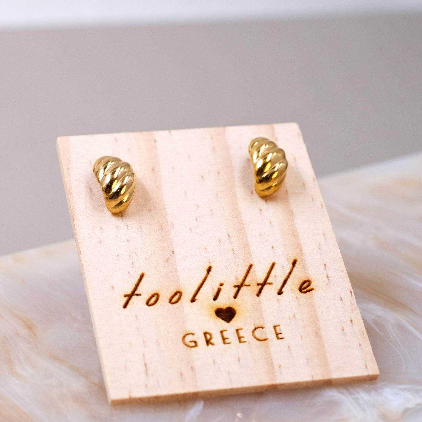 Gold-plated Stud Earrings — Earrings from Toolittle — additional view 2
