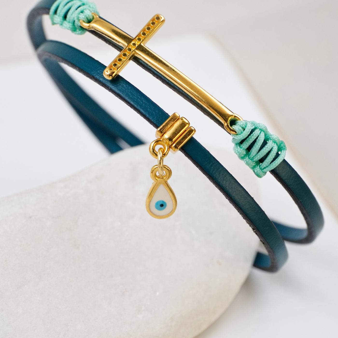Cross Double-wrapped Leather Bracelet — Bracelets from Toolittle — additional view 4