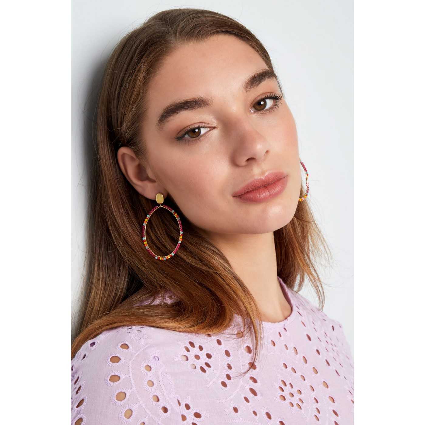 Crystal Beads Oval Earrings