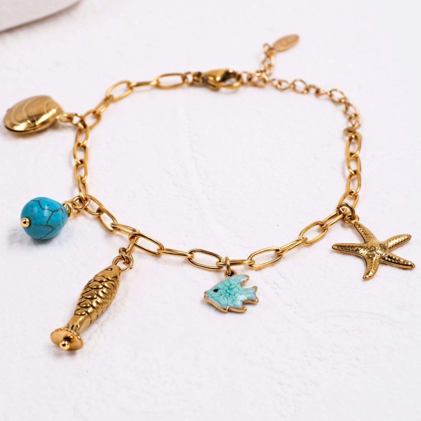 Stainless Steel Jewelry: Metal Fish & Fresh Water Pearl Bracelet — Bracelets from Toolittle — additional view 4